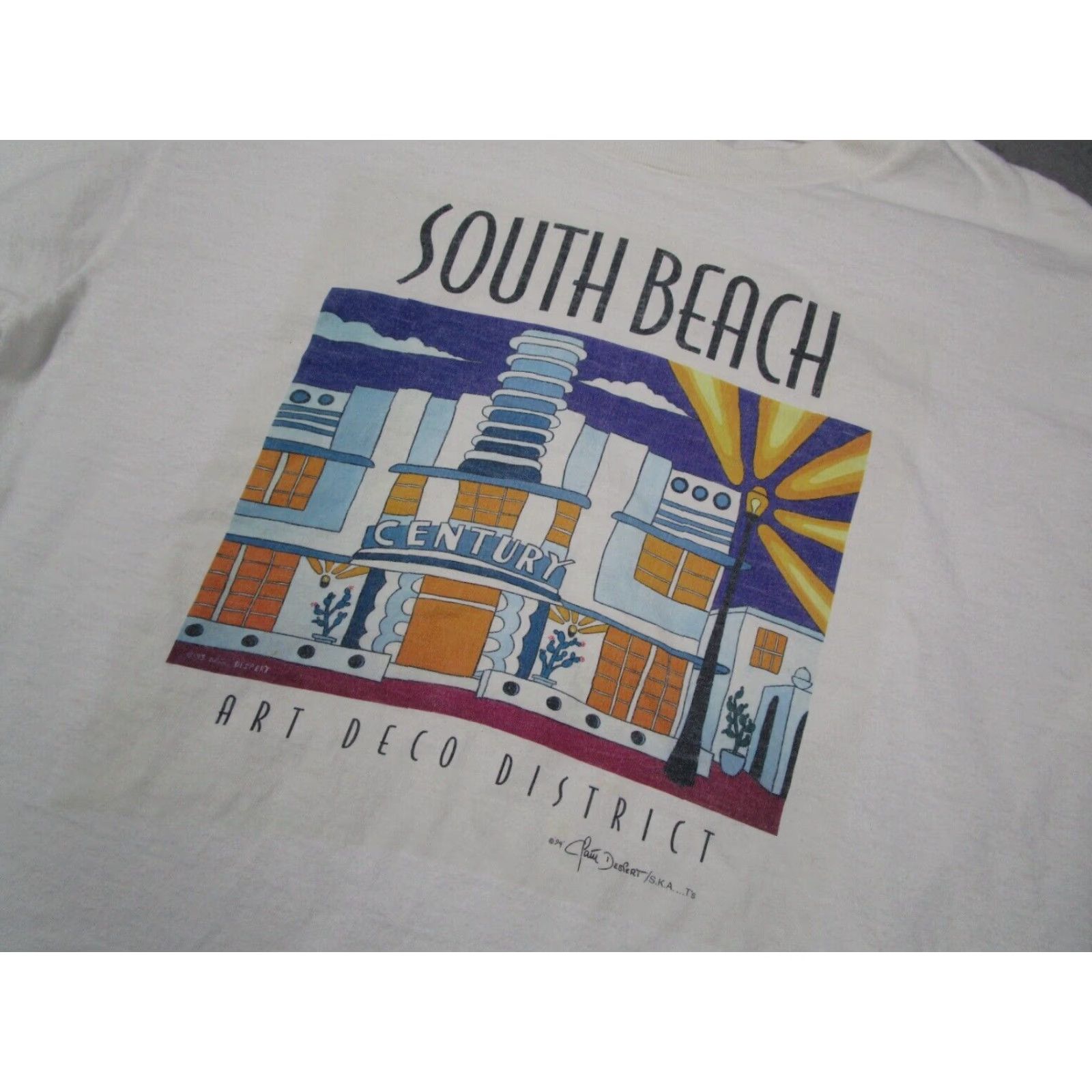 Vintage VINTAGE TSF Sportswear T-Shirt Men Medium White 90s Art Deco South Beach Mens Size US M / EU 48-50 / 2 - 3 Thumbnail