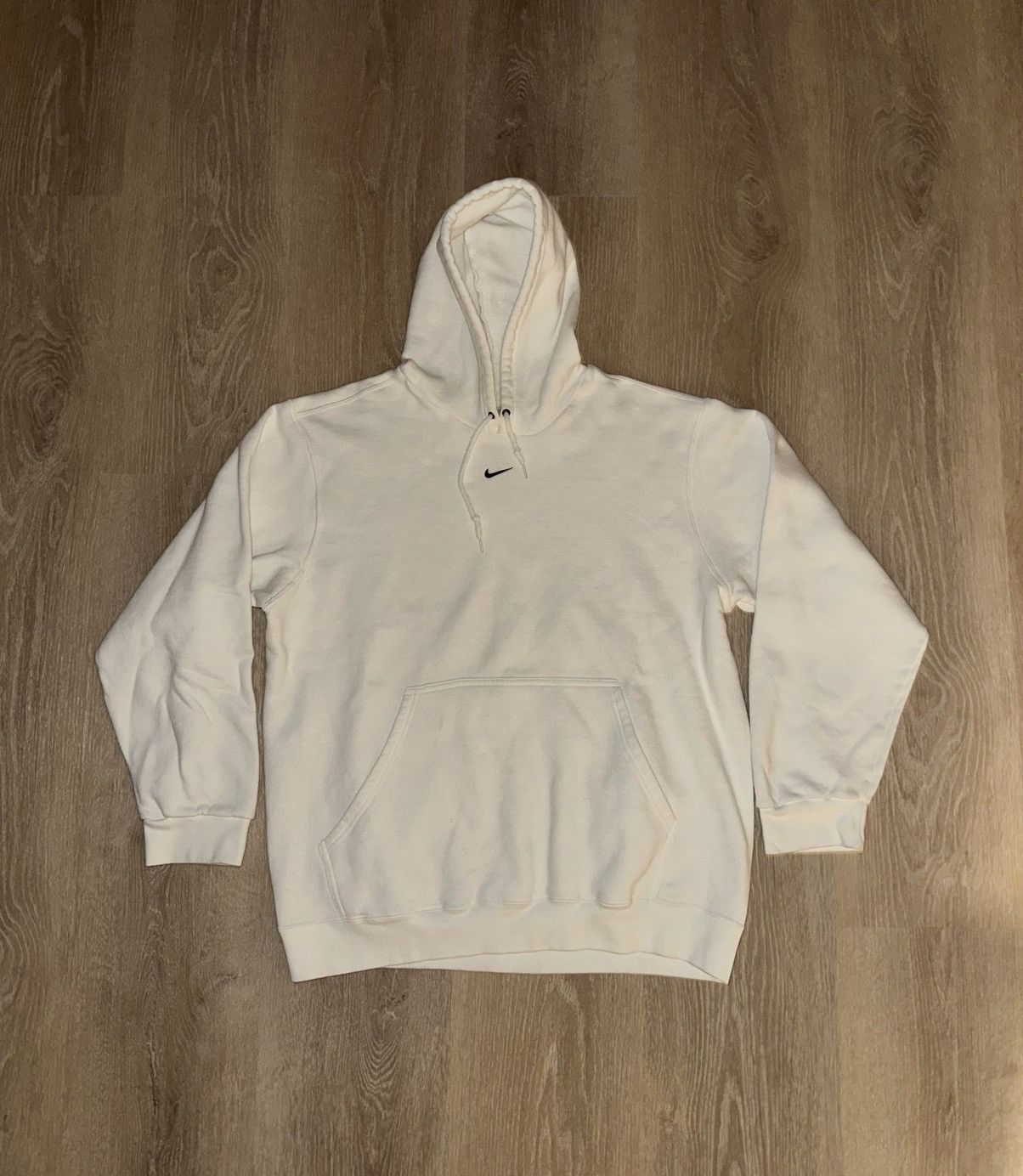 Nike × Vintage Vintage Y2K Nike Center Swoosh White Hoodie Sweatshirt Size US XL / EU 56 / 4 - 1 Thumbnail