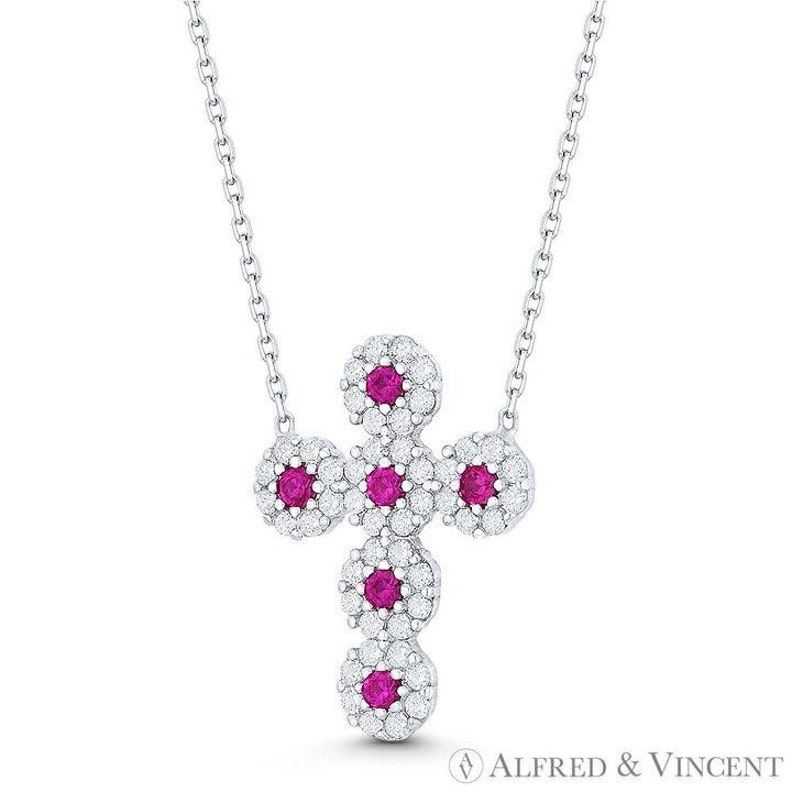 Other Modern Cross Red & Clear CZ Crystal Christian Pendant Size ONE SIZE - 1 Preview