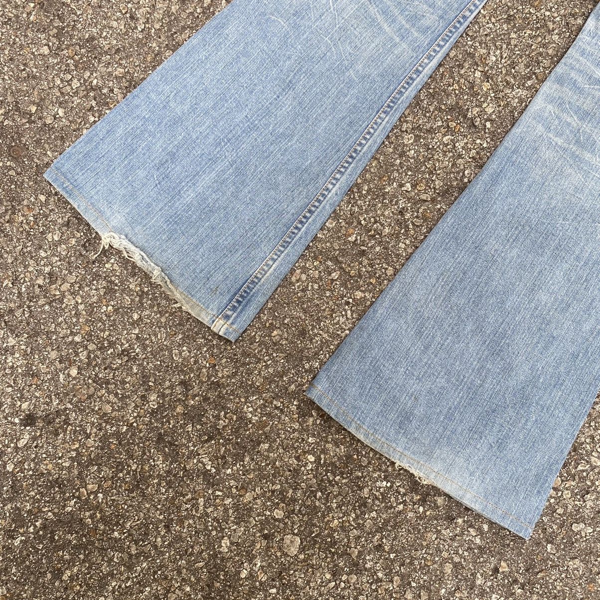 Japanese Brand Flare Jeans Wrangler Blue Washed Low Rise Bootcut Denim Size US 29 - 11 Thumbnail