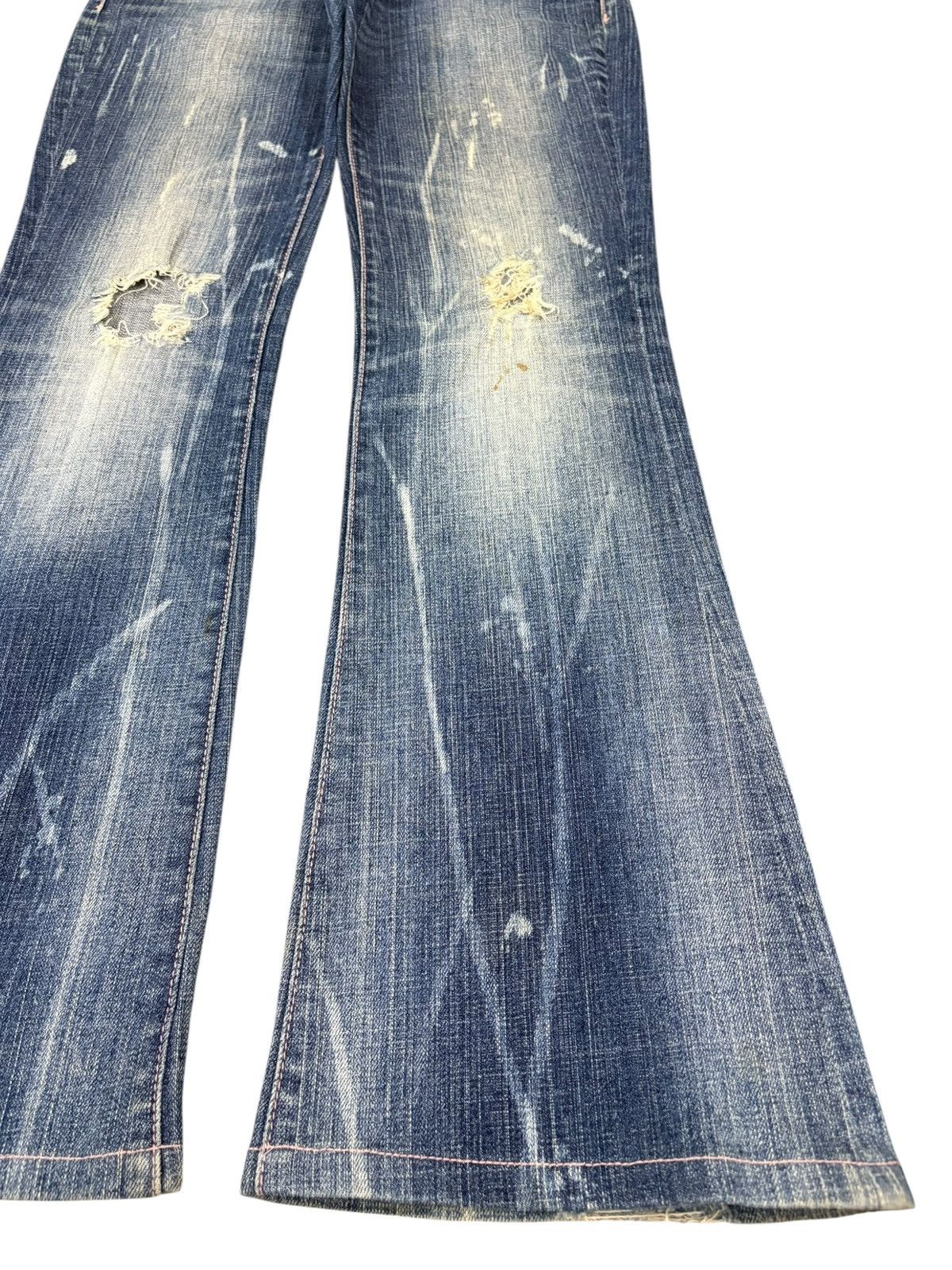 Hysteric Glamour Vintage Japanese Brand Mud Wash Distress Flare Jeans Size 28" / US 6 / IT 42 - 6 Thumbnail