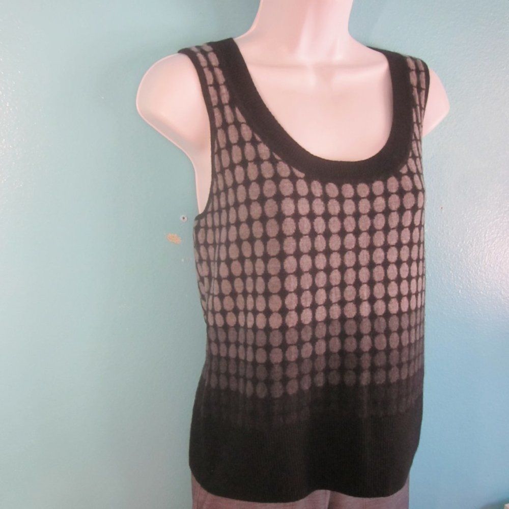 Robert Talbott Talbots Wool Vest Sweater Top Black & Gray 1980's Vintage Size M / US 6-8 / IT 42-44 - 9 Thumbnail