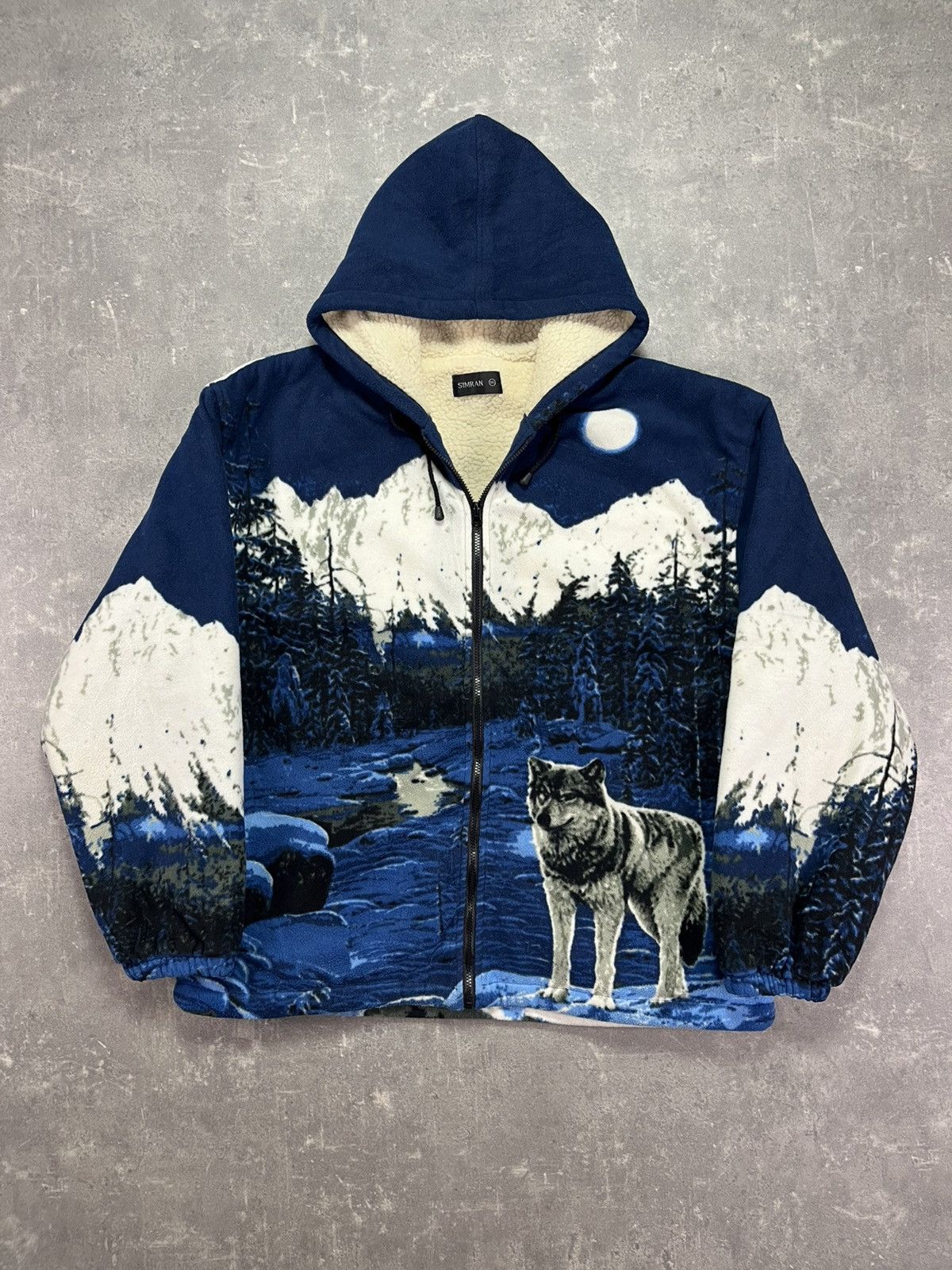 Vintage Vintage Hooded Animal Printed Wolf Pack Fleece Jacket 3XL Size US XXL / EU 58 / 5 - 1 Thumbnail