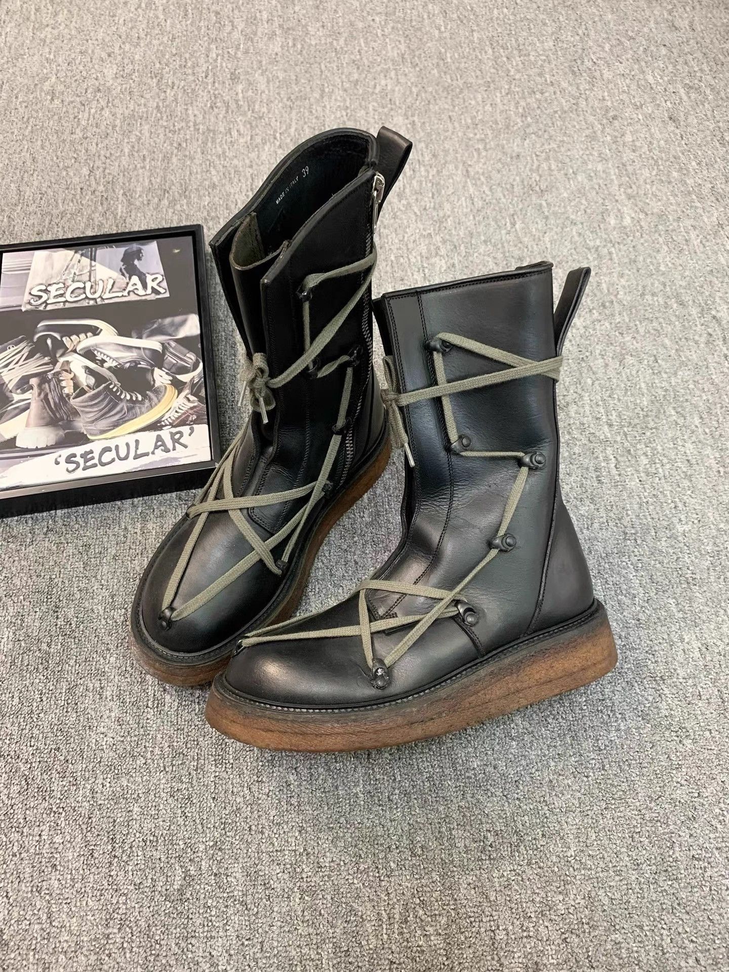 Rick Owens Rick Owens FW17 Runway Crepe Sole Pentagram Boots K34 Size US 6 / EU 39 - 3 Thumbnail