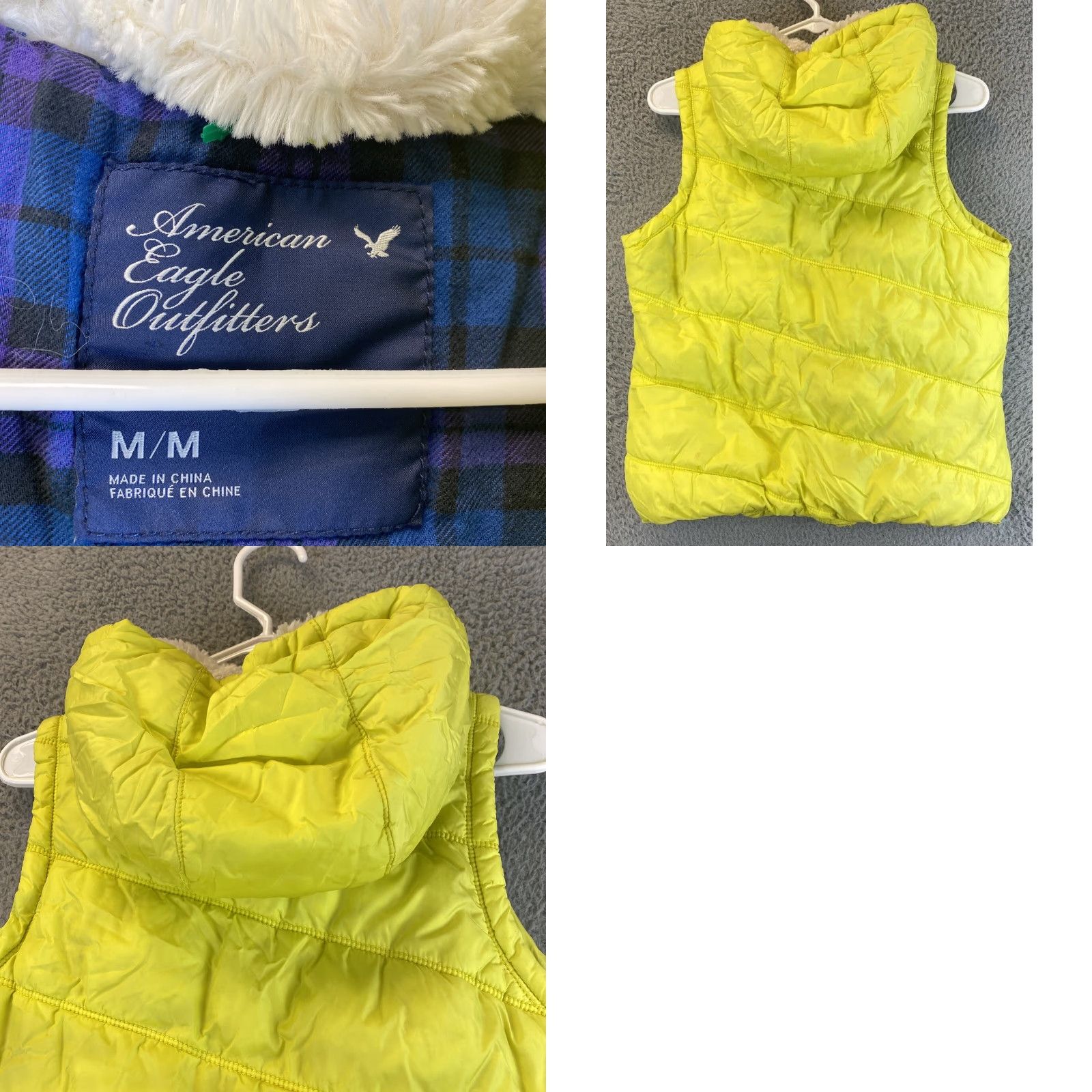 Vintage **American Eagle Women's Hooded Vest M Yellow Zip Sleeveless** User: **Women's American Eagle Hooded Vest M Yellow Zip Sleeveless** Size M / US 6-8 / IT 42-44 - 8 Thumbnail