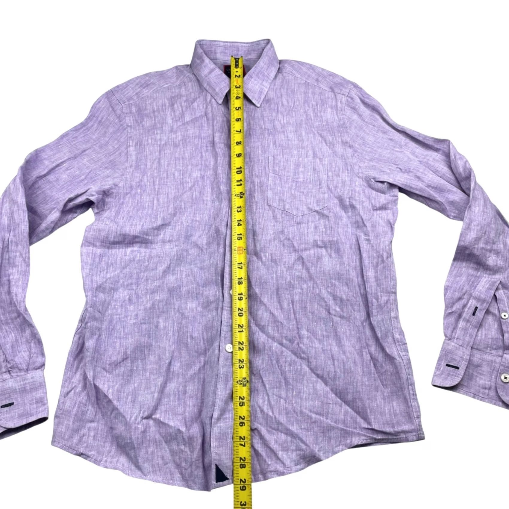 UNTUCKit UNTUCKit Men’s Button Shirt Purple 100% Linen L/S Medium Casual Size US L / EU 52-54 / 3 - 4 Thumbnail