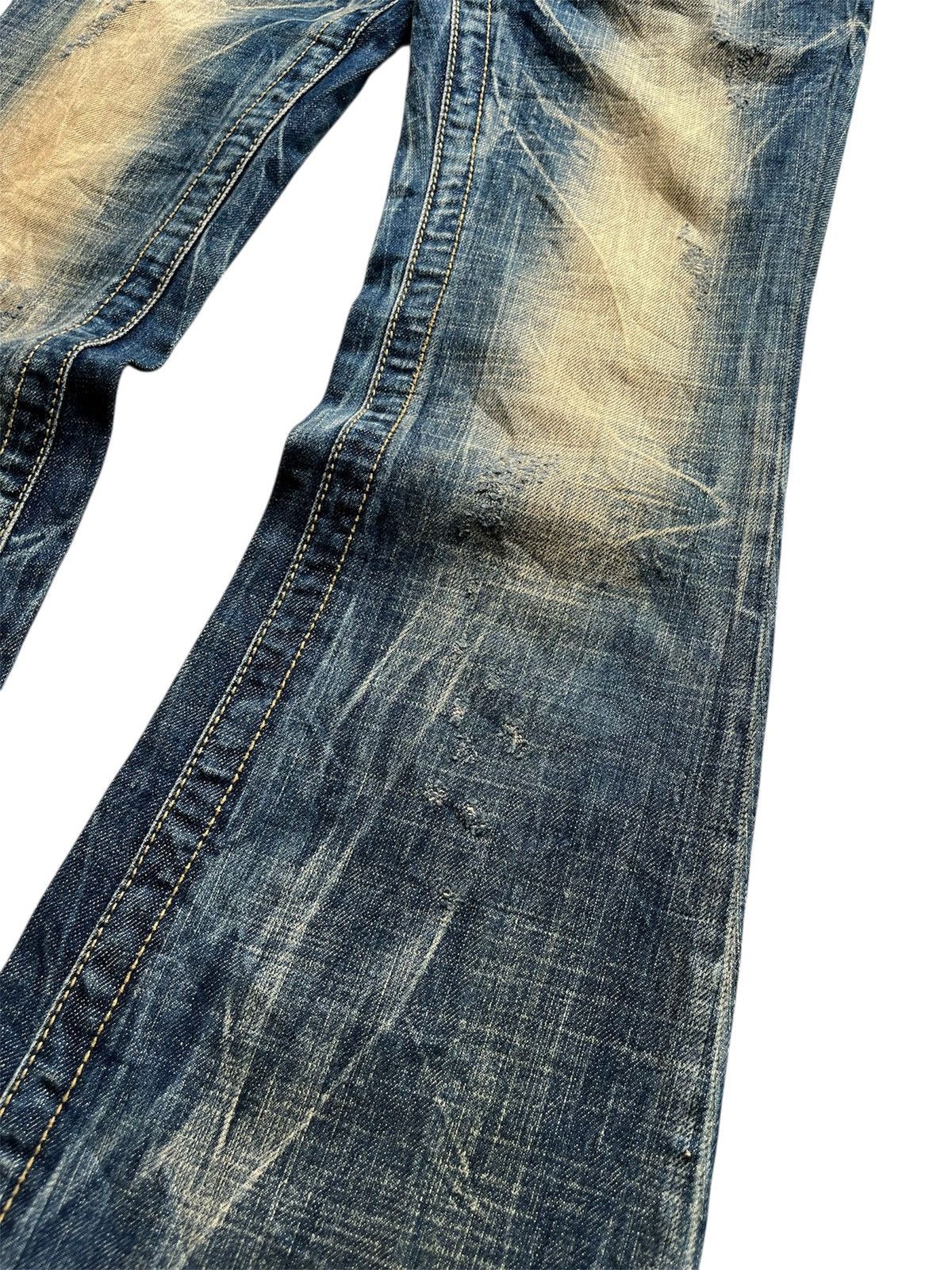 Japanese Brand Lolita Low Rise Distressed Flare Denim Lgb Style Size US 27 - 4 Thumbnail