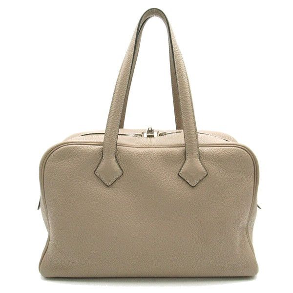 image of Hermes Victoria Handbag in Grey, Women's