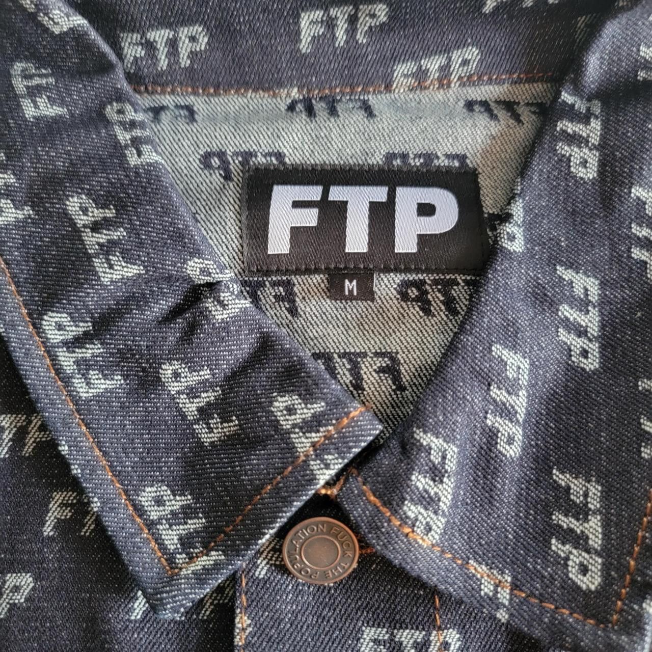 Fuck The Population FTP Jacquard All Over Print Denim Jacket (Indigo, M) Size US M / EU 48-50 / 2 - 6 Thumbnail