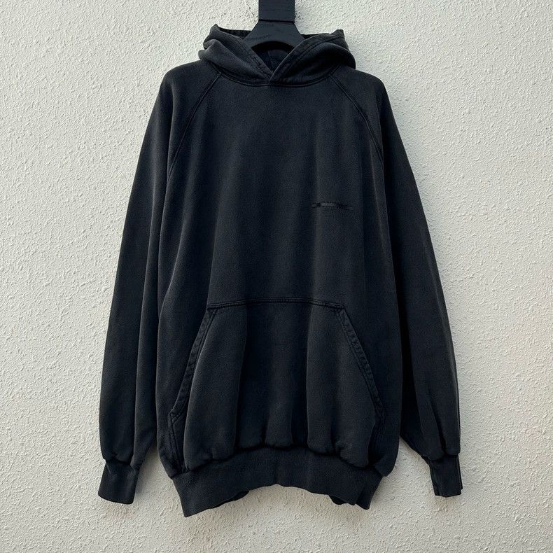 Balenciaga Crossed-Out Tape Logo Washed Grey Hoodie