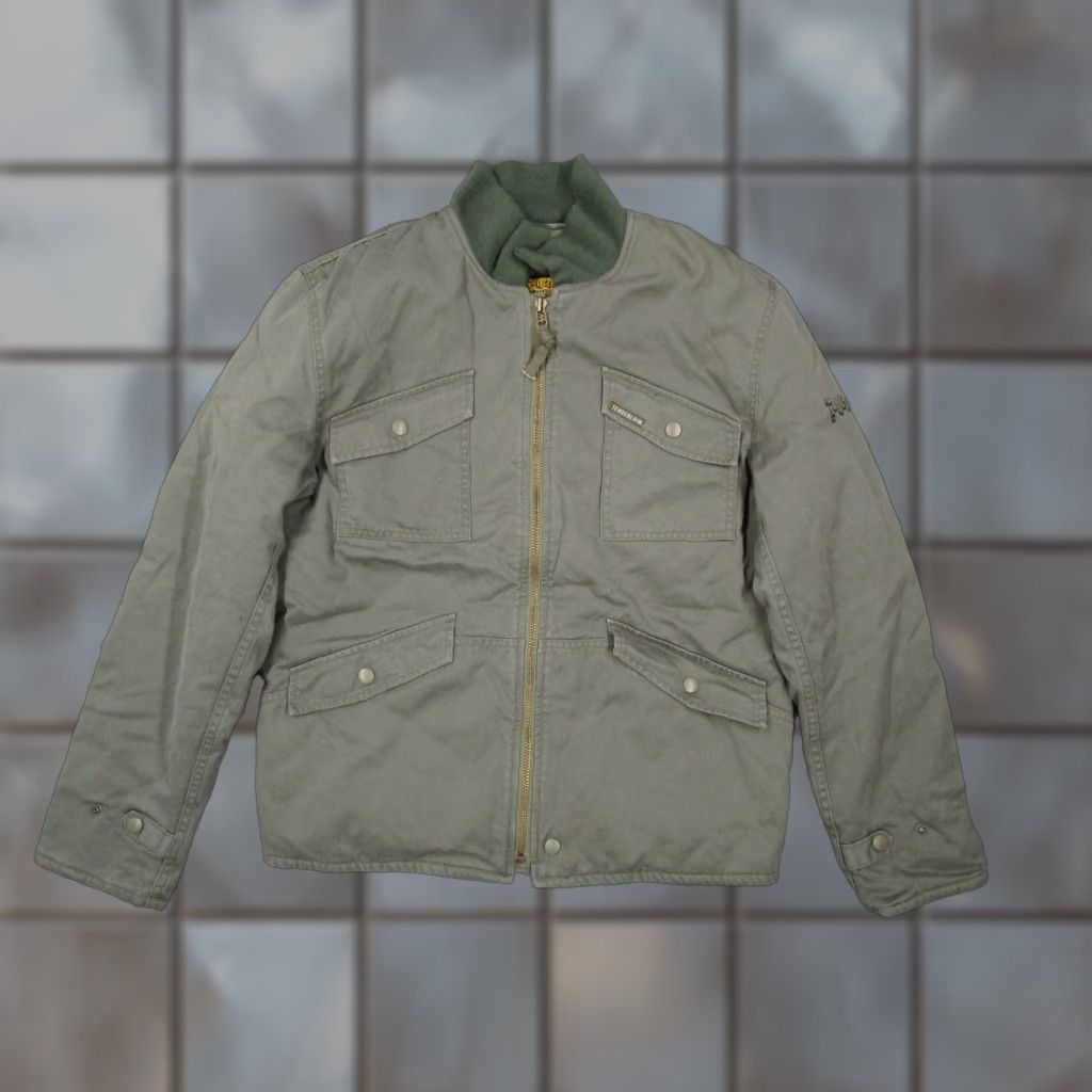 VINTAGE TENDERLOIN Military Jacket Men Medium Green Cotton Canvas Full Zip Insulated Casual Outerwear Made in Japan