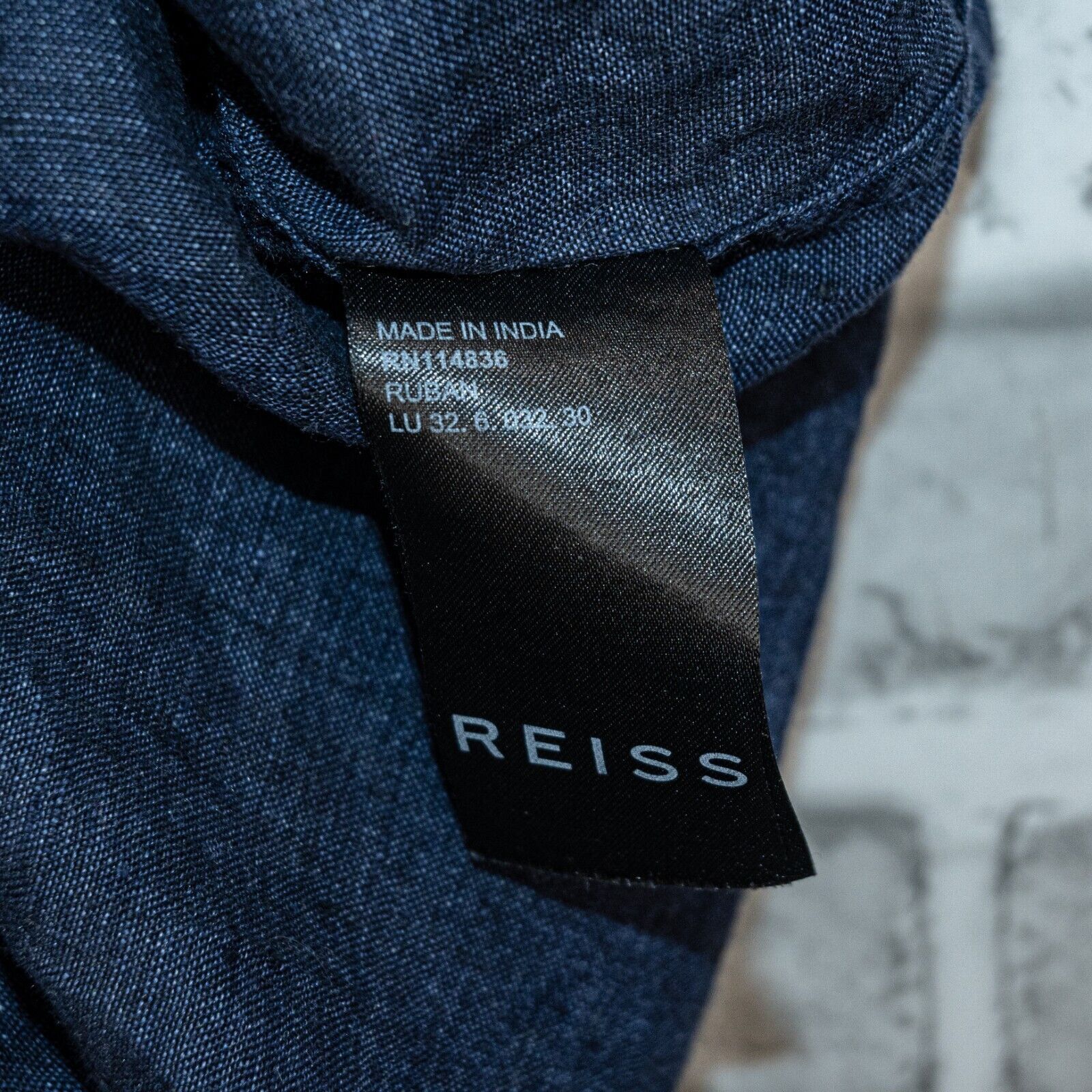 Reiss REISS Men's RUBAN Linen Button Through Shirt in Navy Blue Size US XL / EU 56 / 4 - 6 Thumbnail