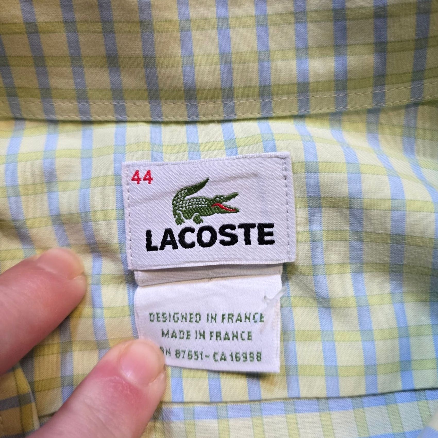 Lacoste Lacoste Shirt Mens 44 Yellow Plaid Button Logo Long Sleeve Career Preppy Classic Size US XXL / EU 58 / 5 - 3 Thumbnail