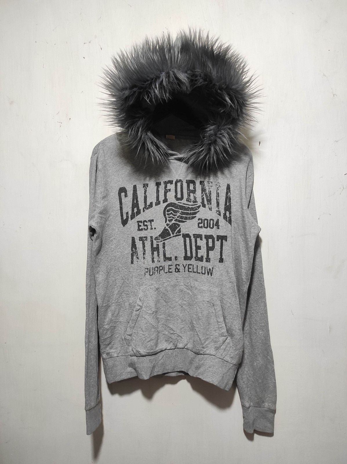 Vintage Purple Yellow California fur hoodie Size US M / EU 48-50 / 2 - 2 Thumbnail