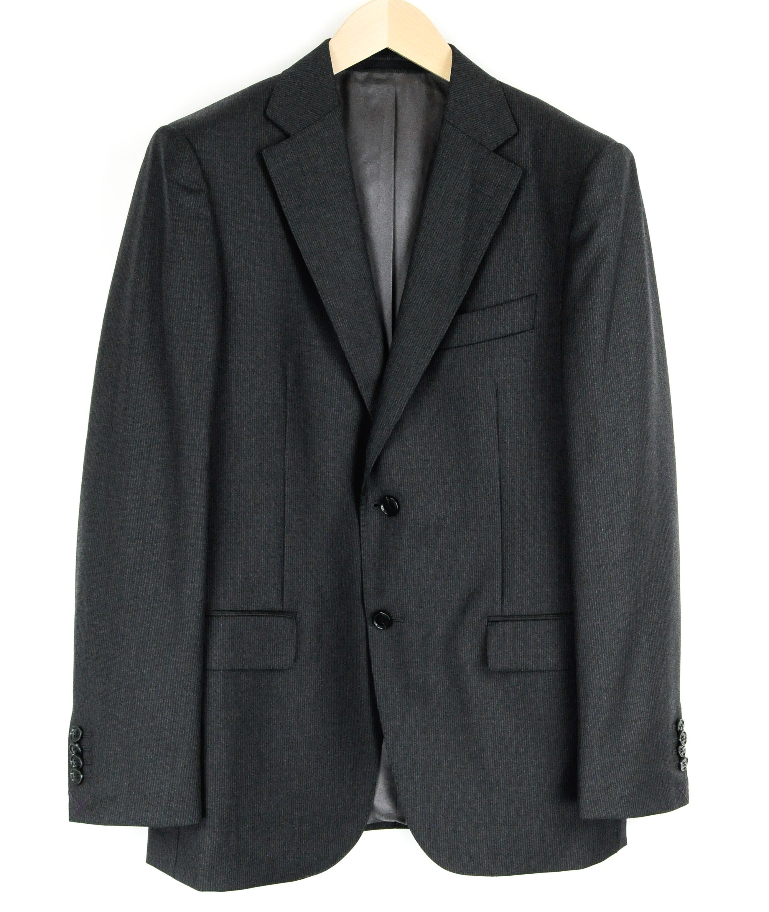NAPOLI UK40R Wool Super110 Grey Striped Blazer 55535