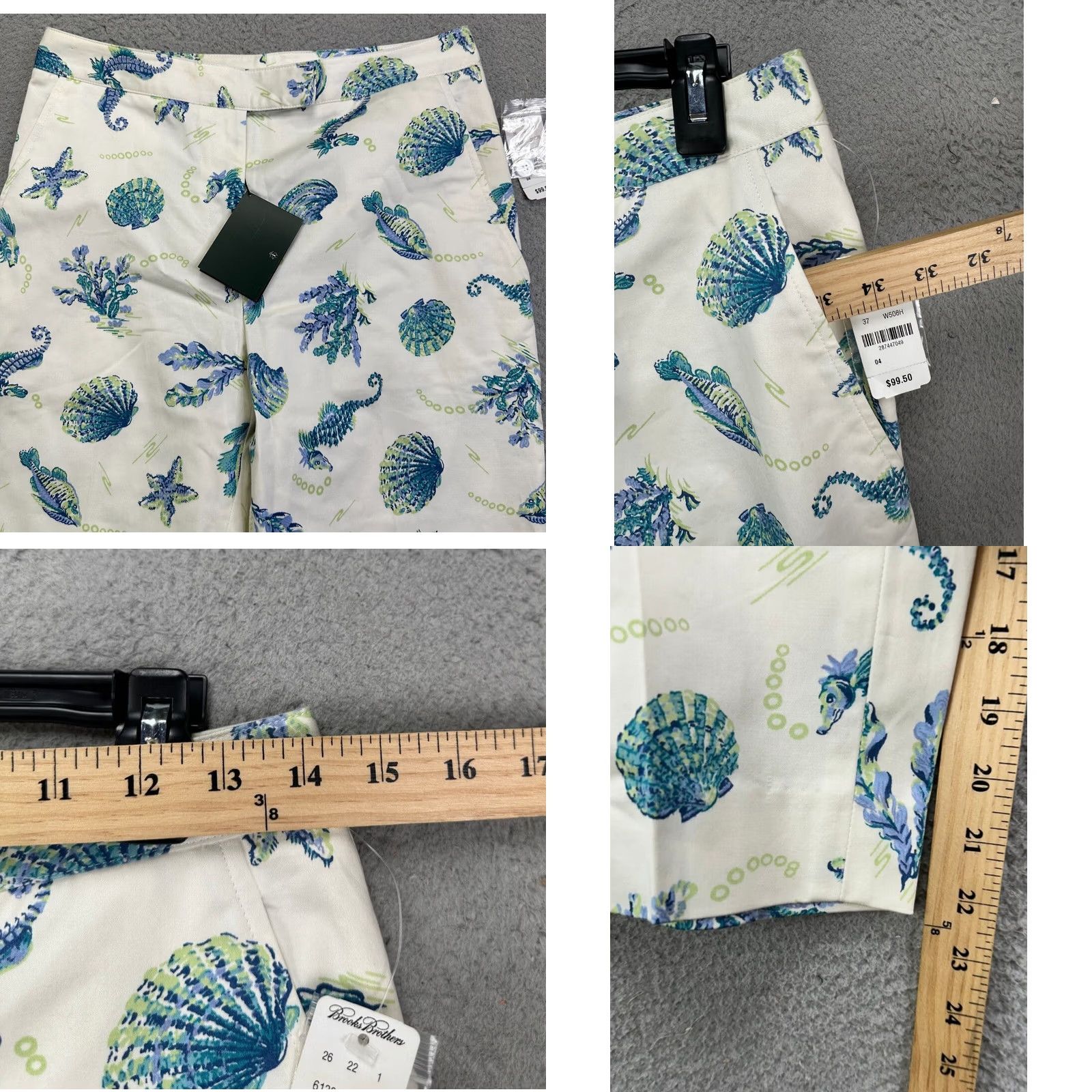 Brooks Brothers VINTAGE Brooks Brothers Pants Womens 4 White Blue Fish Underwater Print Cropped Golf NEW Size 27" / US 4 / IT 40 - 8 Thumbnail