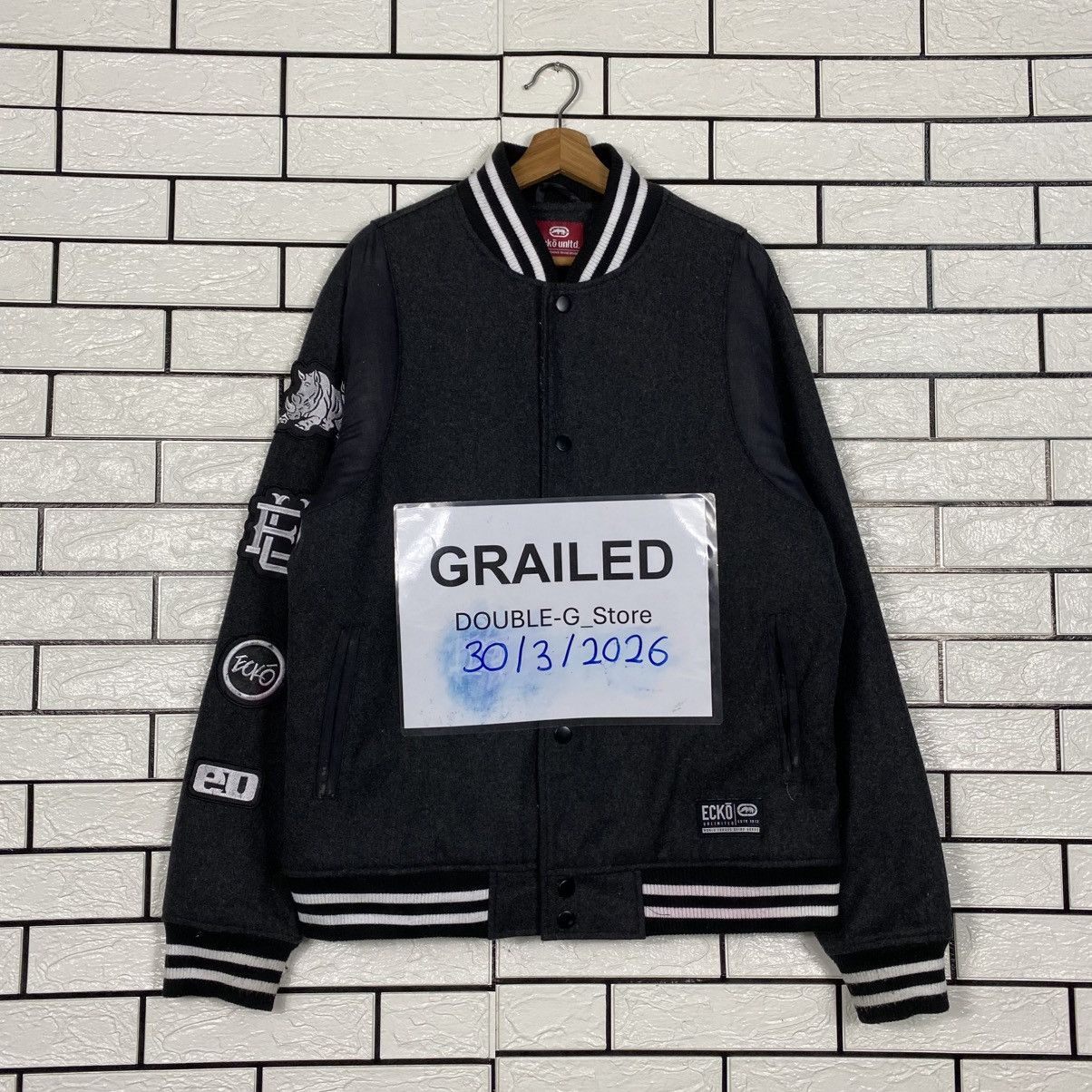 Ecko Unltd. Vintage Wool Bomber Jacket Ecko Untld Big Logo Size US L / EU 52-54 / 3 - 1 Thumbnail