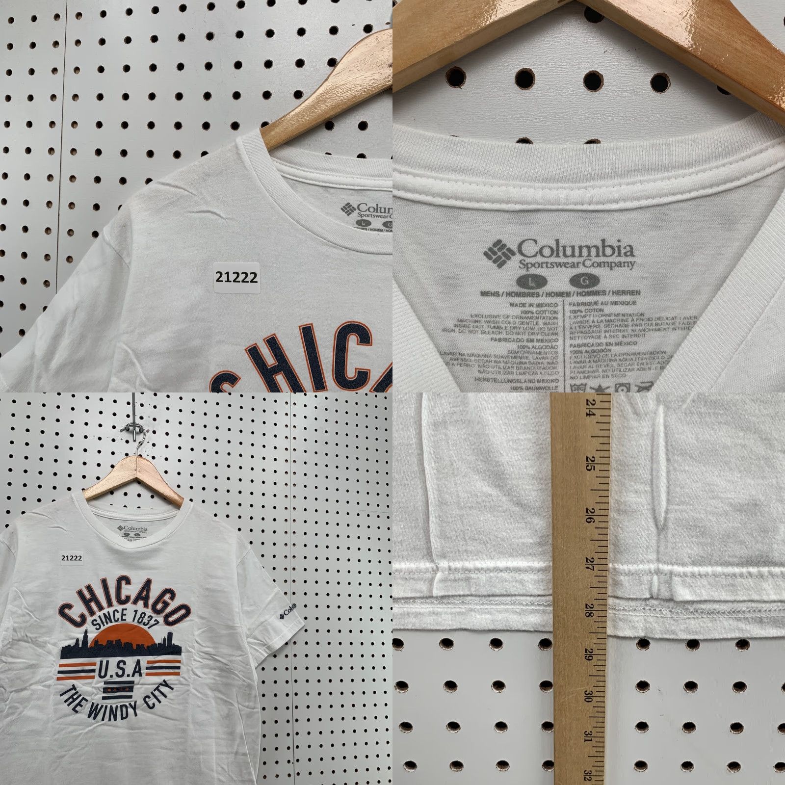 Vintage Columbia Shirt Men Large White CHICAGO Windy City Short Sleeeve Size US L / EU 52-54 / 3 - 8 Thumbnail