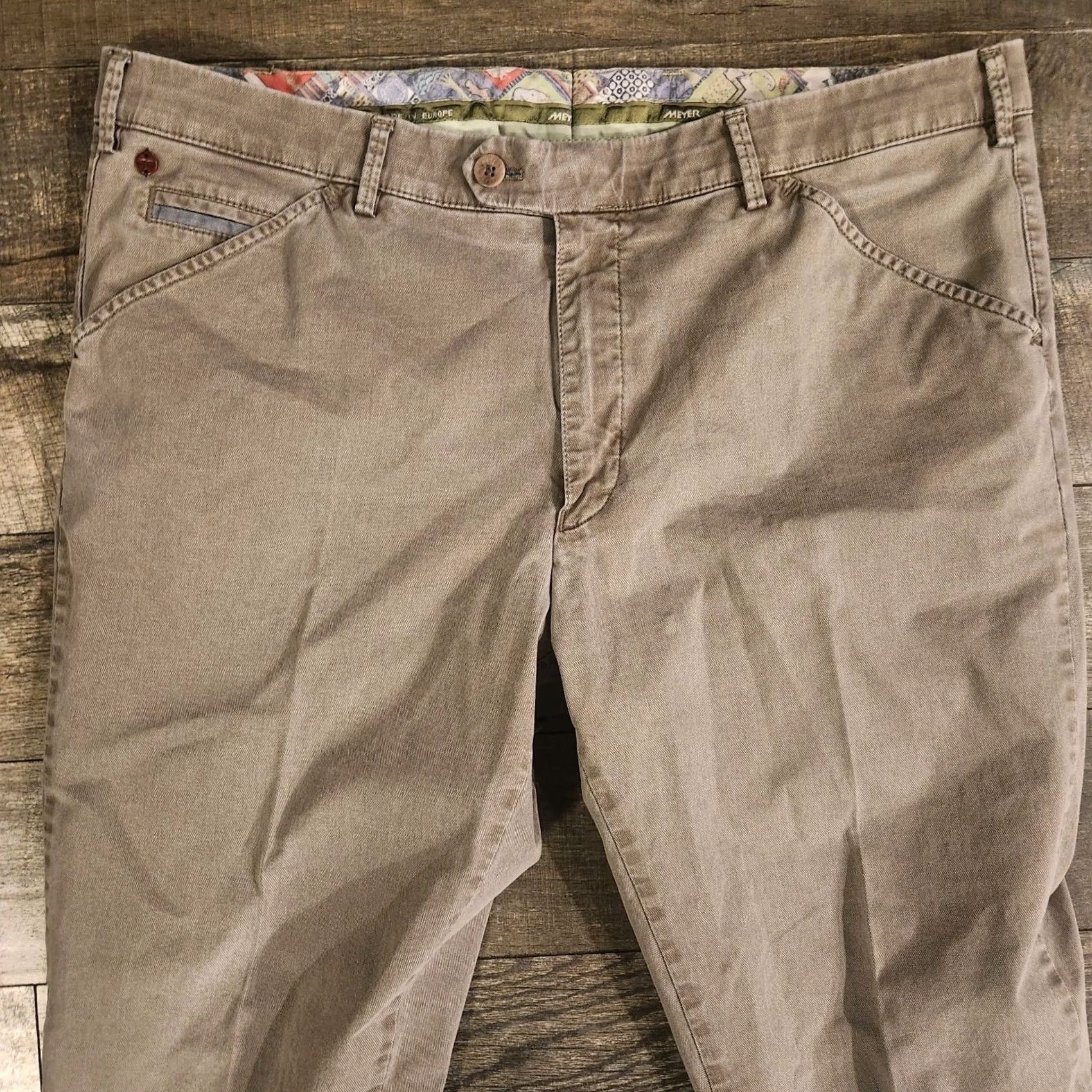 Vintage Meyer Chicago Mens 40x29 Trouser Beige Khaki Smart Casual Cotton Stretch Pants Straight 40in Inseam Mens Regular Beige City Size US 40 / EU 56 - 3 Thumbnail