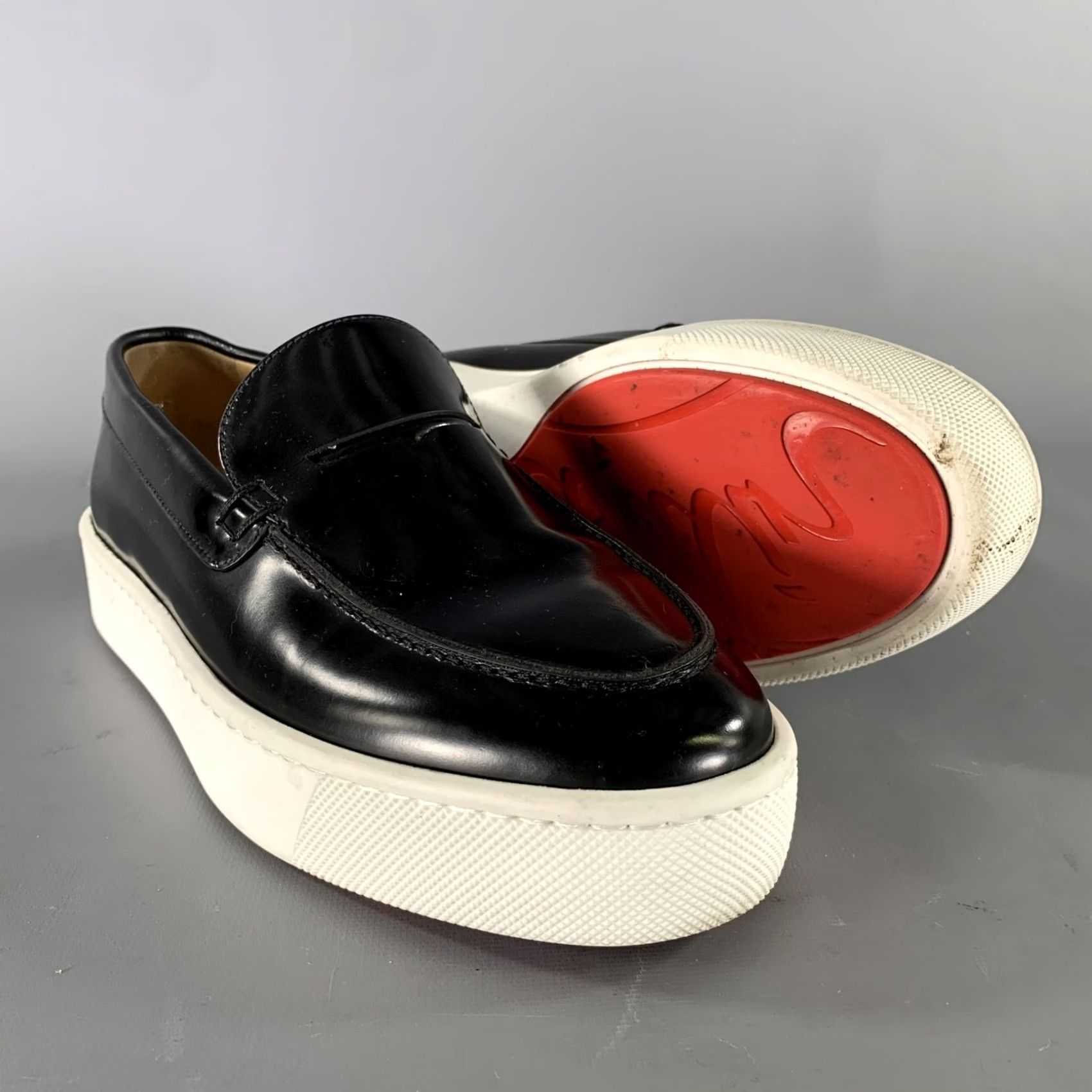 Christian Louboutin CHRISTIAN LOUBOUTIN Leather Yacht Loafers Black Red Color Block Size 6 Size US 6 / EU 39 - 5 Thumbnail