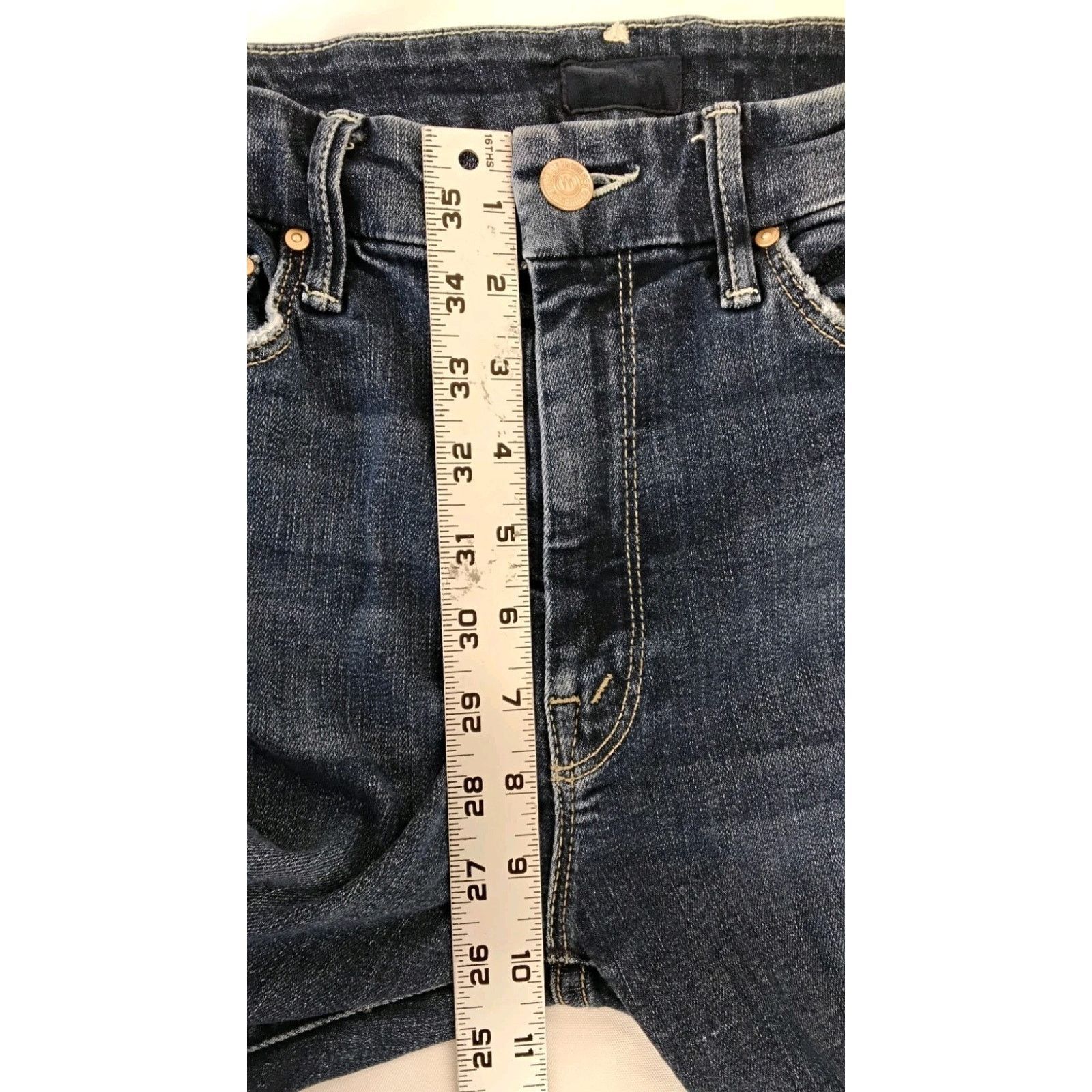 MOTHER Mother High Waist Looker Jean Women's 27" Dark Distressed Size 27" / US 4 / IT 40 - 17 Thumbnail