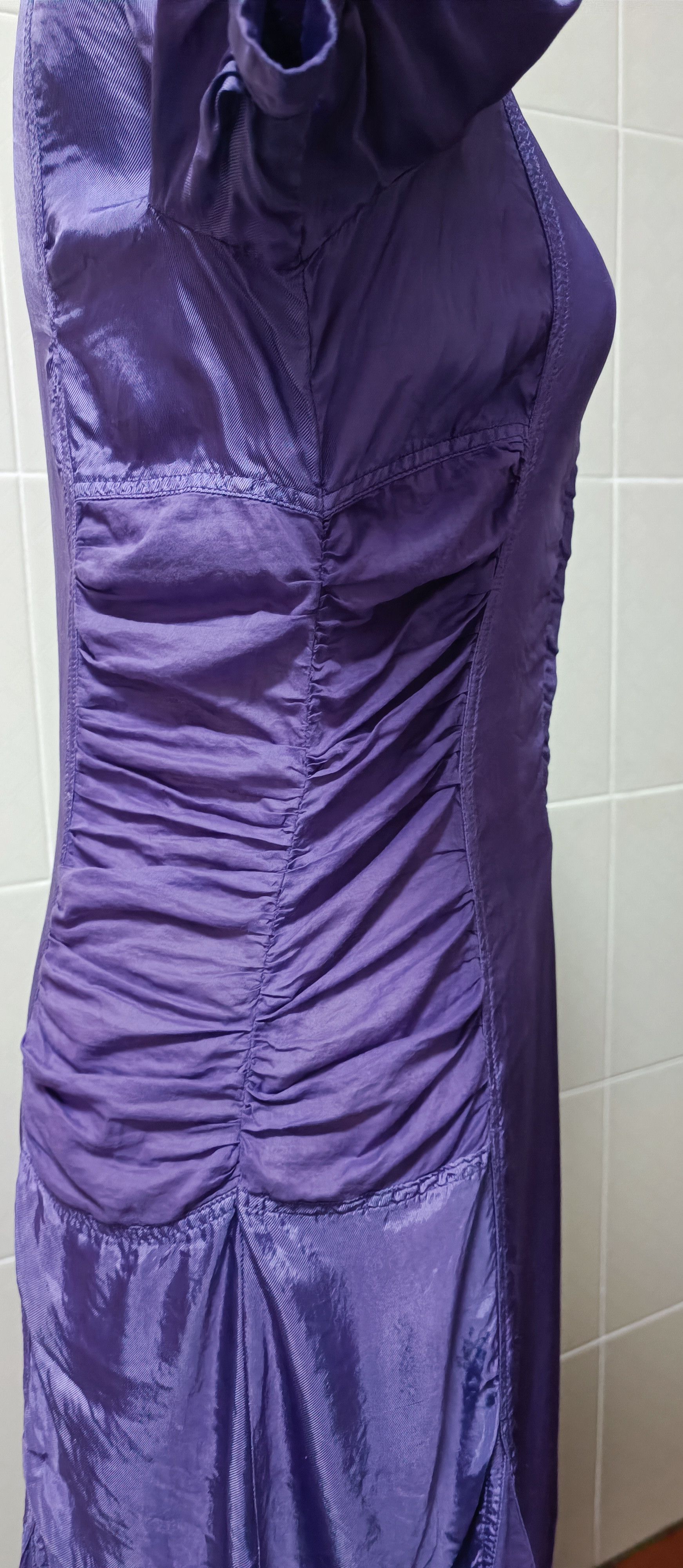 Jean Paul Gaultier Purple satin dress, with draped material Size M / US 6-8 / IT 42-44 - 13 Thumbnail