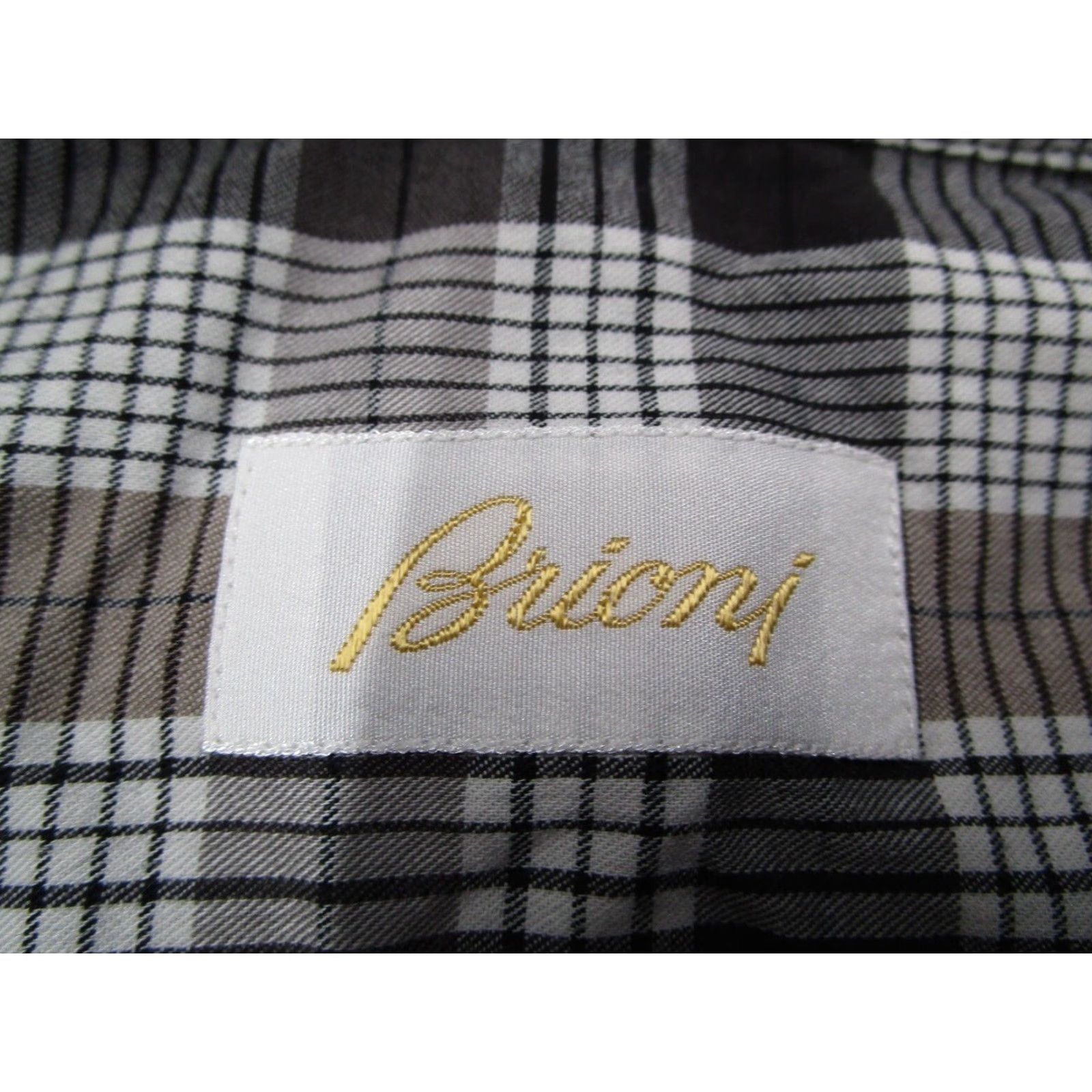Brioni Brioni Mens Extra Large Brown Plaid Long Sleeve Dress Shirt Size 46R - 3 Thumbnail