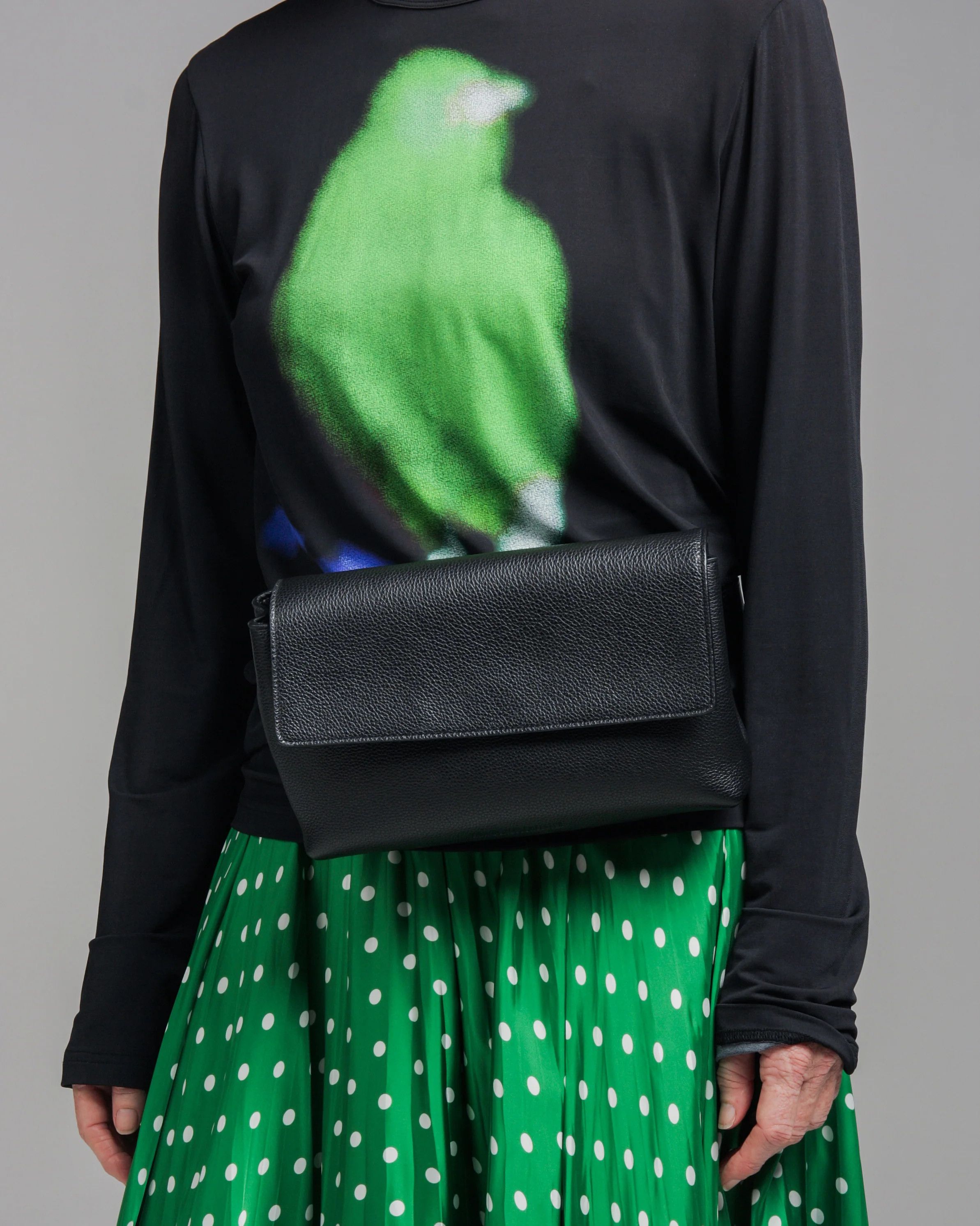 ANN DEMEULEMEESTER Arta Black Leather Waist Bag