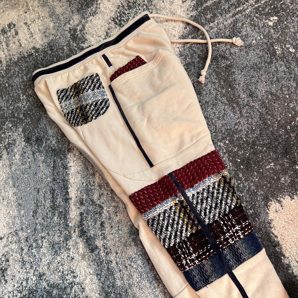 image of Kith x Ronnie Fieg Autumn Winter 2018 Knit Patchwork Ashford Pants Sweatpants in Cream (Size 32)
