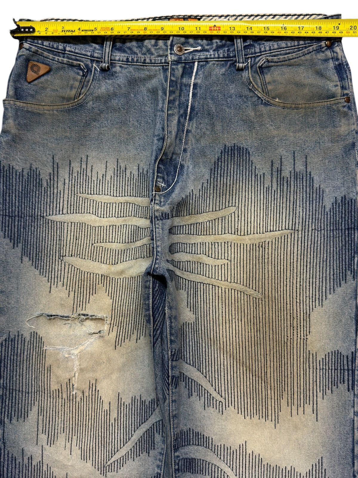 Akademiks Vintage Y2K Akademiks Faded Wash Boro Sashiko Wide Leg Baggy Size US 38 / EU 54 - 11 Thumbnail