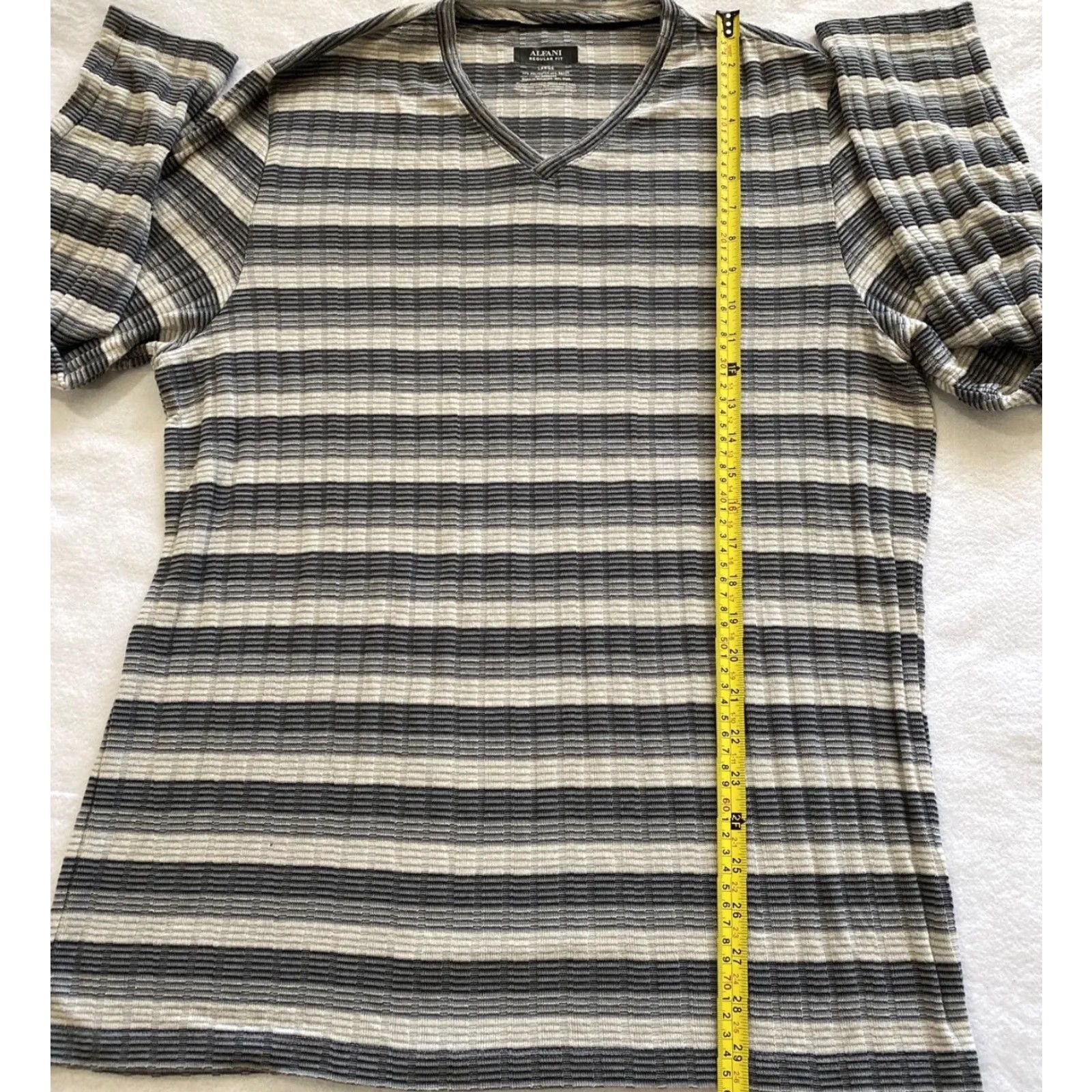 Alfani Alfani Sweater Men L Long Sleeve V-Neck Cotton Blend Lightweight Pullover Gray Stylish Casual Knit Shirt Mens Size US L / EU 52-54 / 3 - 5 Thumbnail