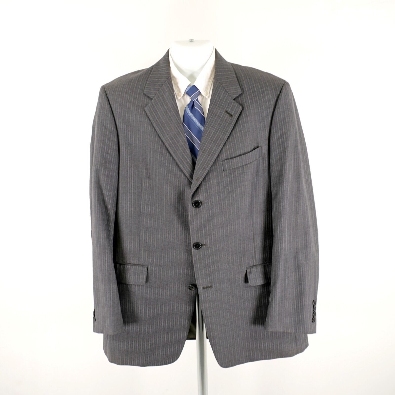 Loro Piana Loro Piana Cremieux Wool Gray Blue Striped 3 Button Suit Jac Size 44L - 5 Thumbnail