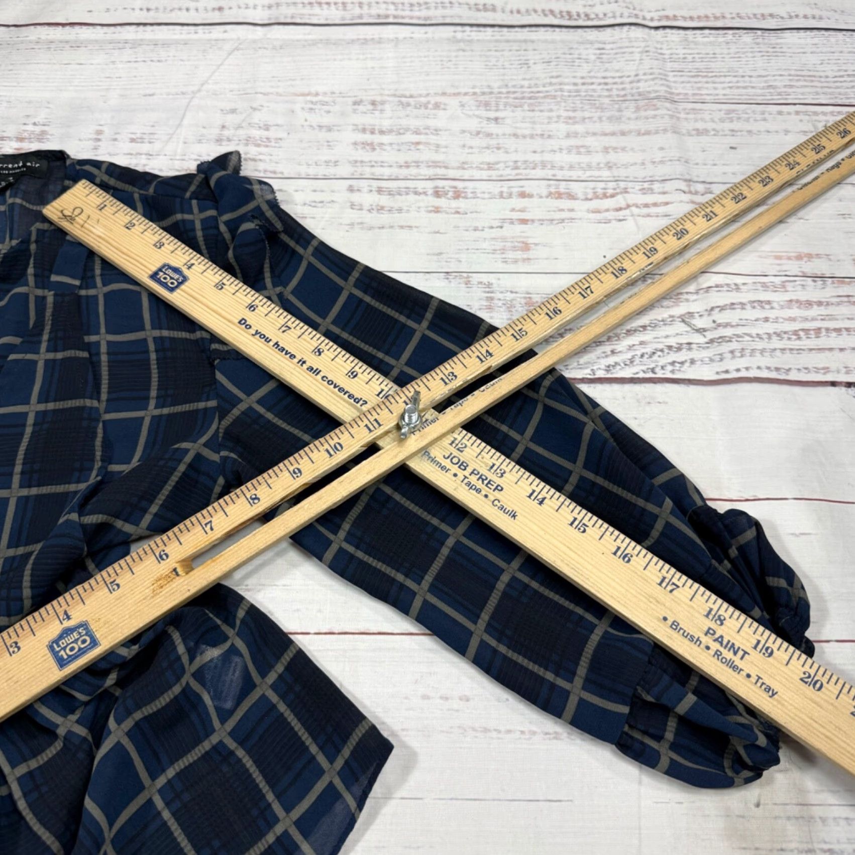 Vintage Current Air Womens XS Blue Plaid Long Sleeve Peplum Hem Blouse Keyhole Neck Size XS / US 0-2 / IT 36-38 - 4 Thumbnail