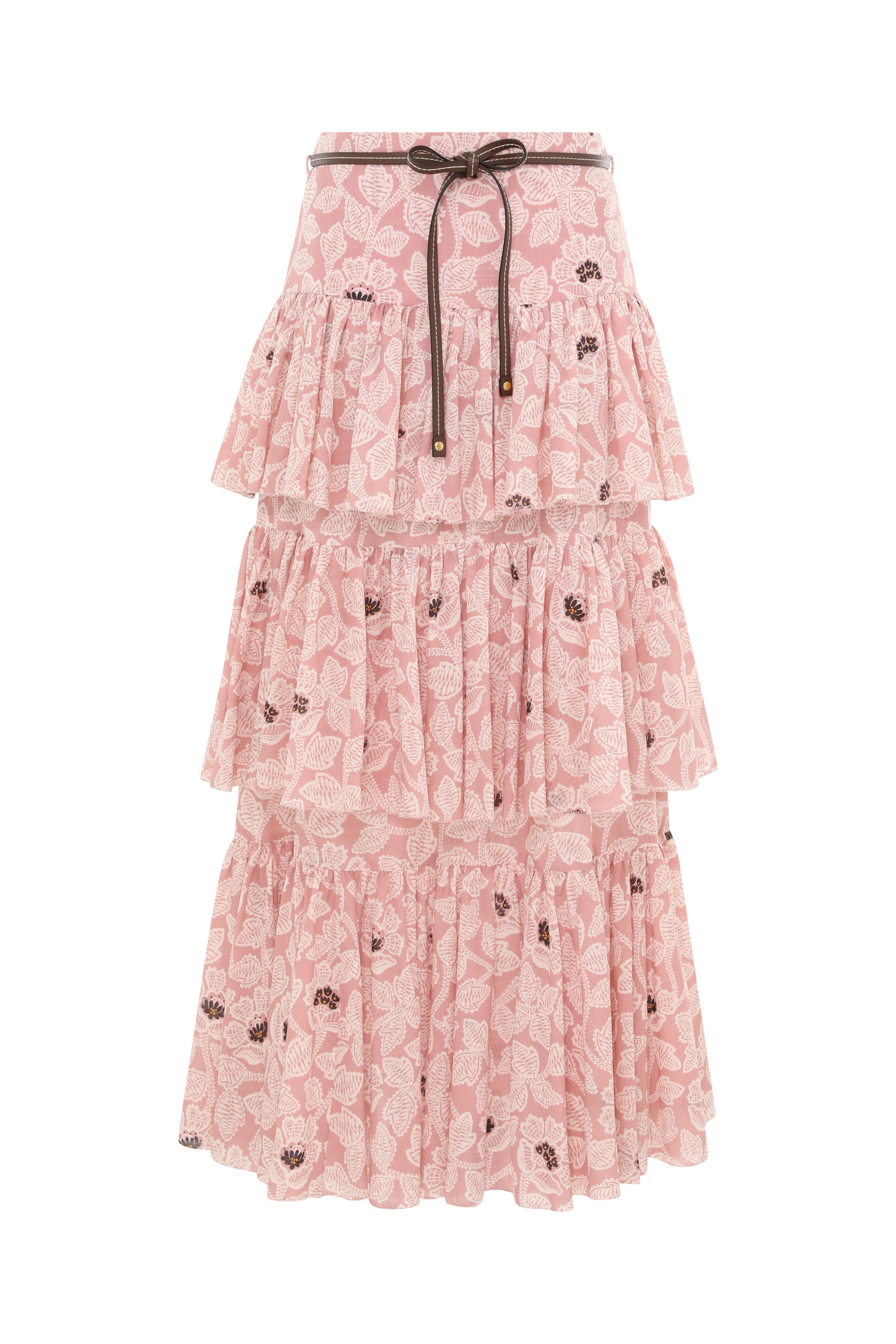 Zimmermann oc11z0525 Ottie Tiered Midi Skirt in Multicolor Size 25" / US 0 / IT 36 - 1 Thumbnail