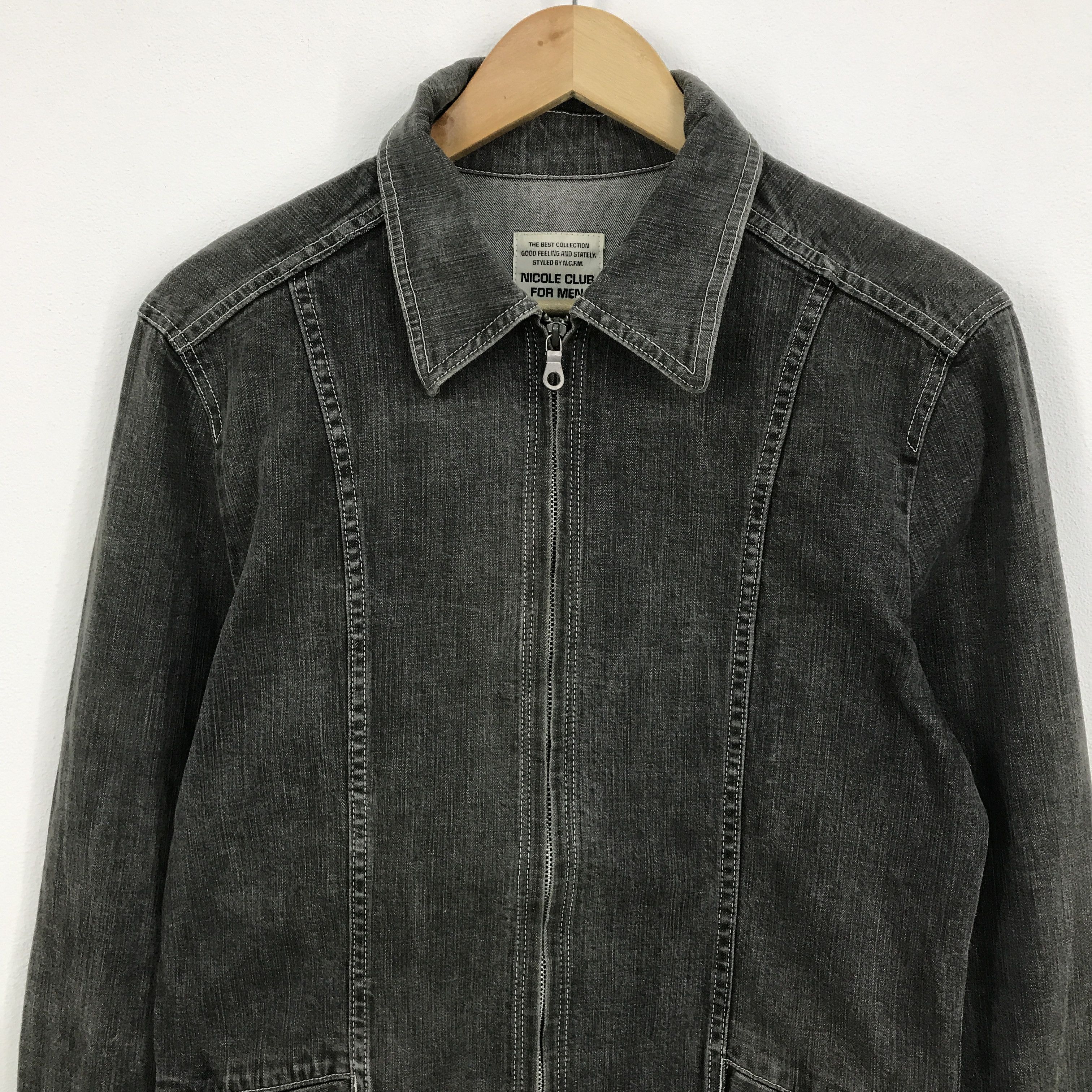 Japanese Brand × Nicole Club nicole club for man Japan black faded up zipper jacket Size US S / EU 44-46 / 1 - 2 Thumbnail