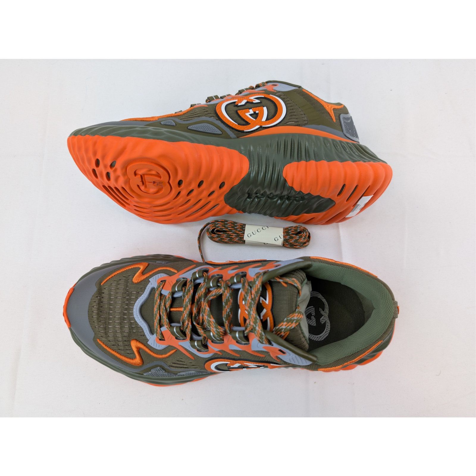 Gucci o1rshd1 Ripple Mesh Low Top Sneakers in Green / Orange Size US 8 / EU 41 - 1 Thumbnail