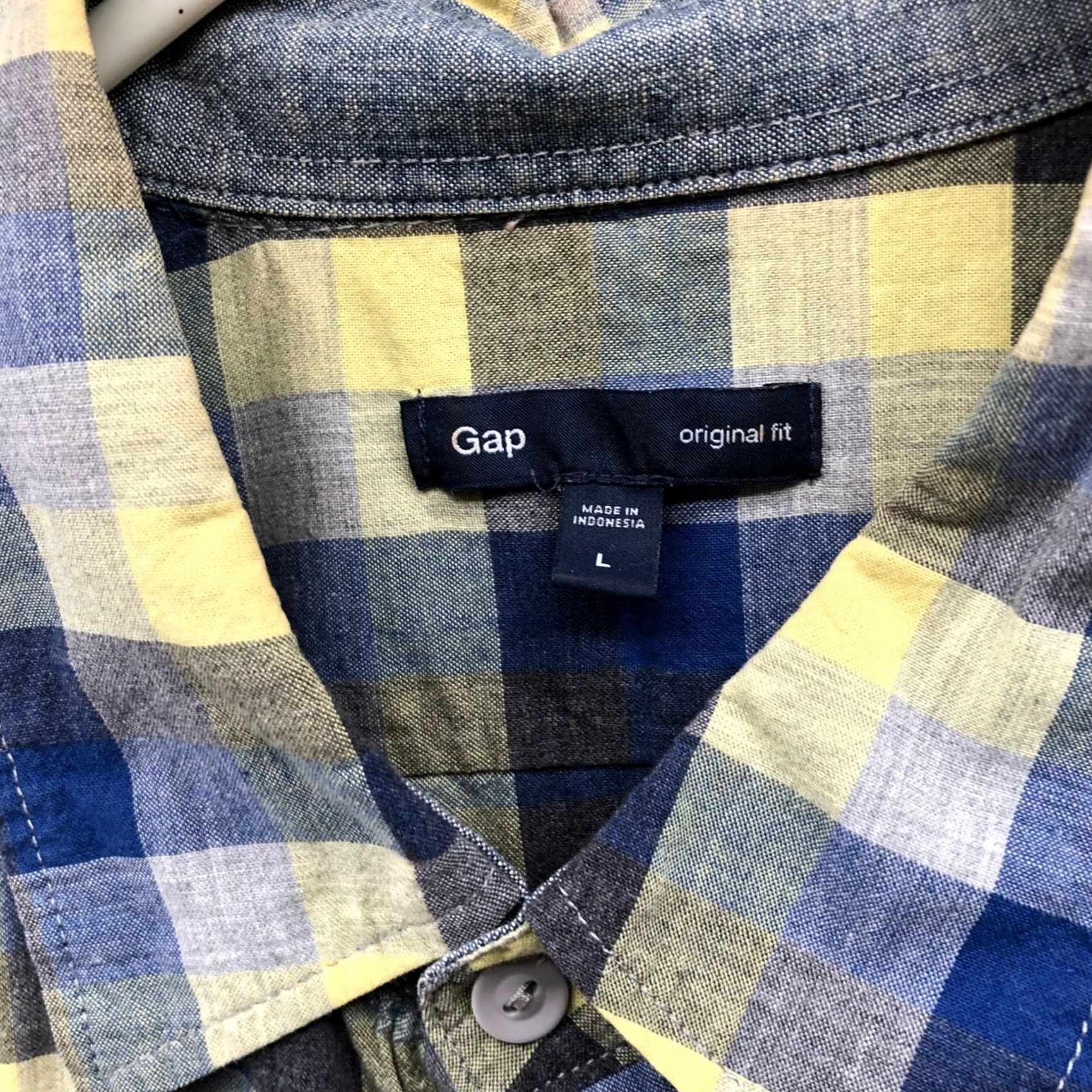 Gap Gap Lightweight Button Up Shirt Mens L Short Sleeve Blue Yellow Plaid Cotton Size US L / EU 52-54 / 3 - 5 Thumbnail