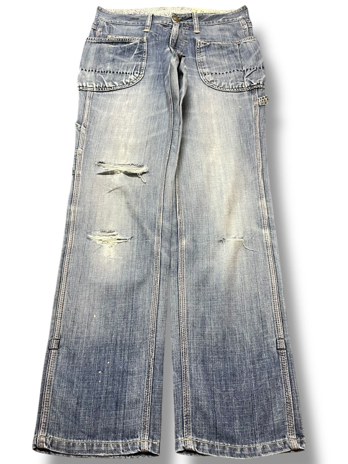 Antigua Vintage Antgauge Cargo Carpenter Distressed Denim Size US 30 / EU 46 - 1 Thumbnail