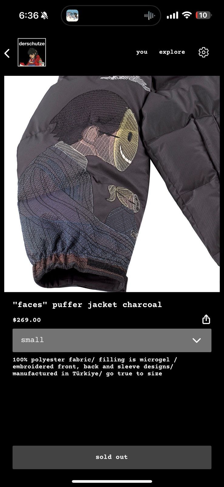 Derschutze "faces" puffer jacket charcoal Size US M / EU 48-50 / 2 - 4 Thumbnail