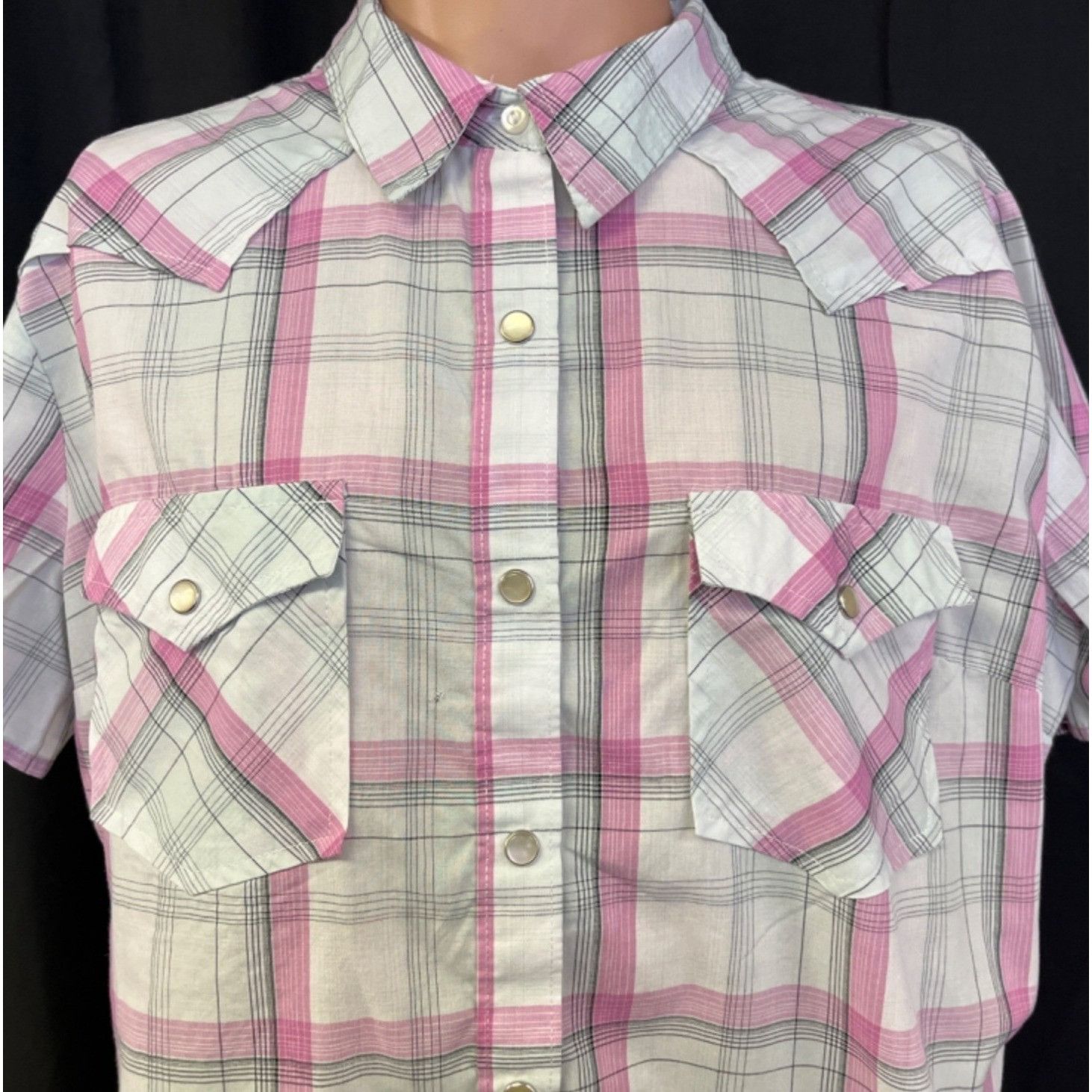 Wrangler Wrangler Women's Pink Plaid Shirt/Pearl Snaps Sz XL SKU 4864 Size XL / US 12-14 / IT 48-50 - 3 Thumbnail
