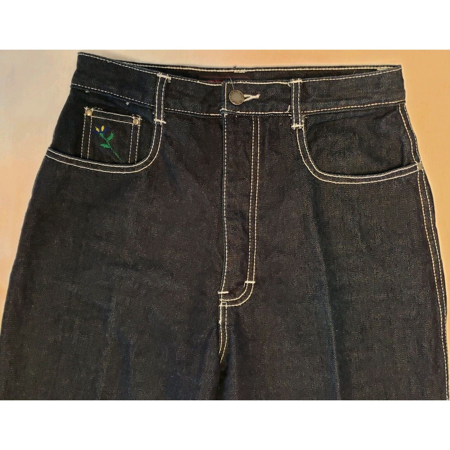 Vintage Vtg Brittania Baggy Jeans Womens 13 High Rise Wide Leg Embro Size 29" - 5 Thumbnail