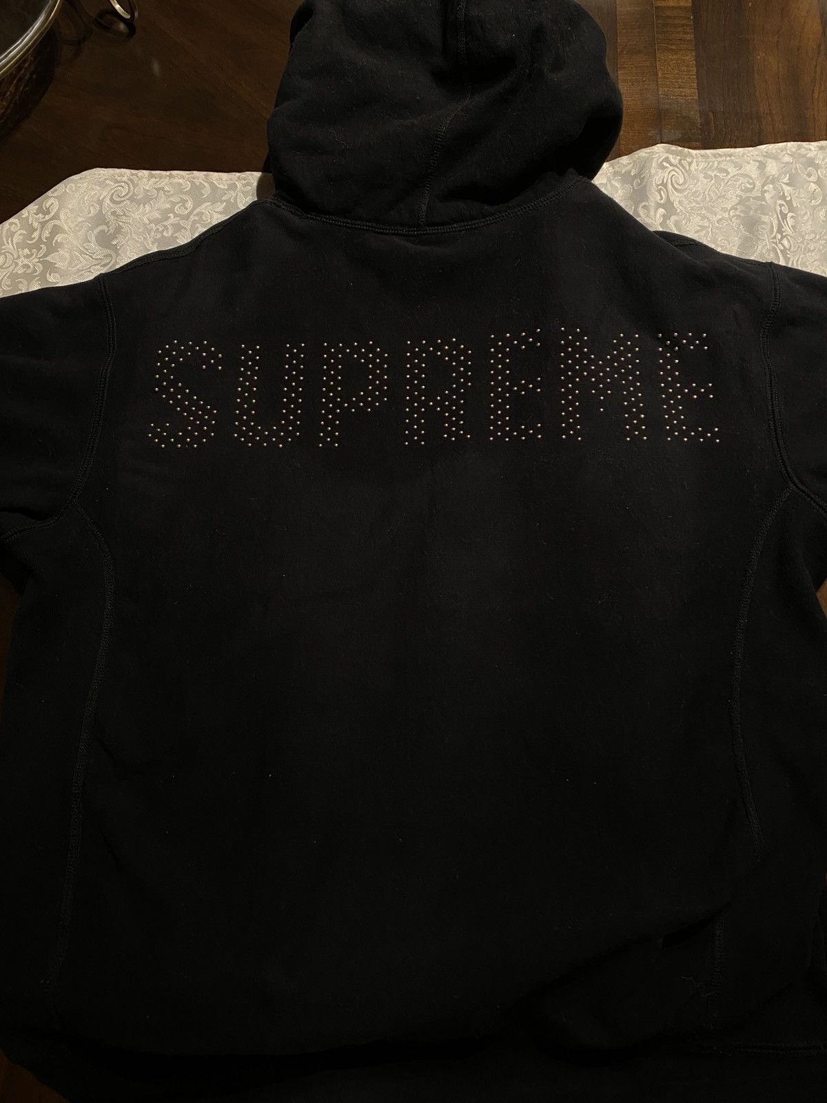 Supreme Supreme Black Rhinestone Hoodie | Grailed