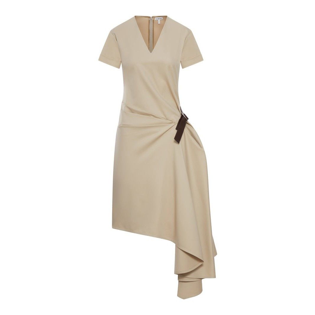 Loewe LOEWE $2600 Belted Beige Cotton/Silk Dress New & Authentic ...