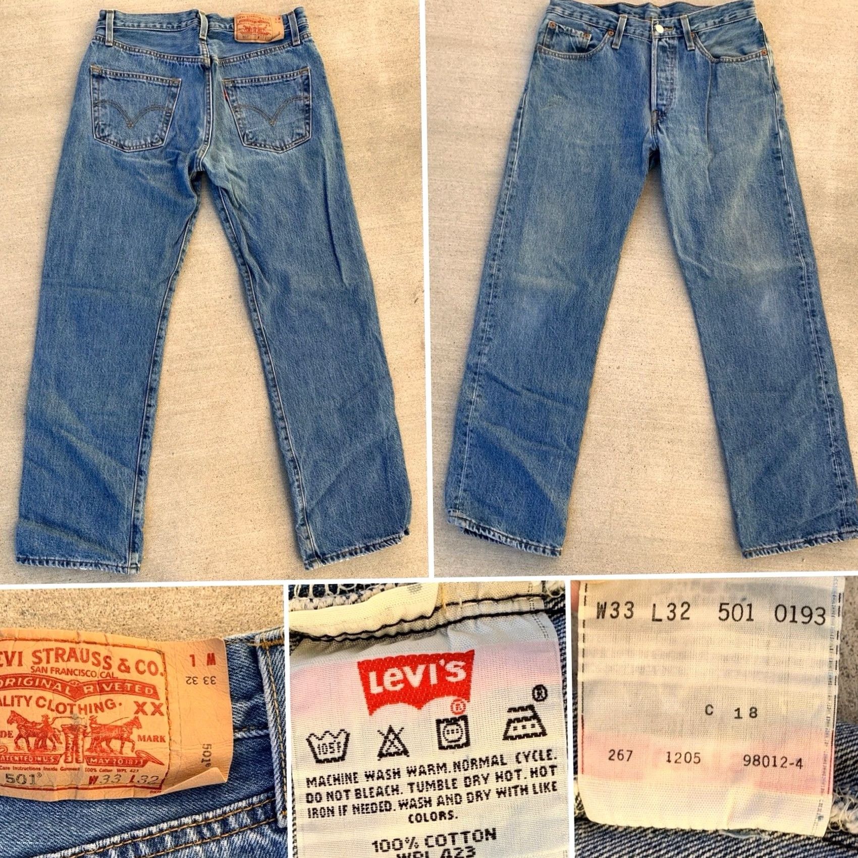 Levi's VINTAGE Levi's 501 Jeans Button Fly Regular Size 33 Men Blue Denim 5-Pocket 31.75 Inseam 33.5 W 32 Measures 31.75 retro 90s Mens Size US 33 - 5 Thumbnail