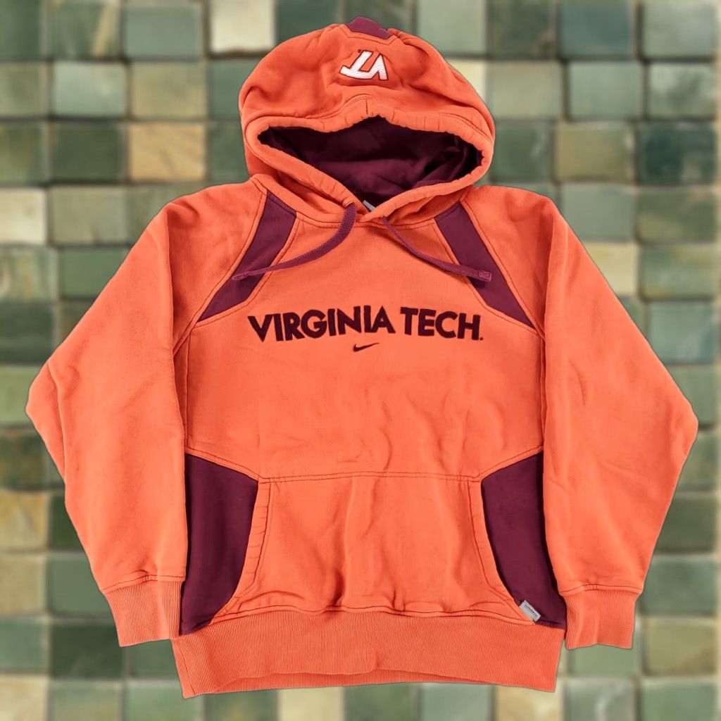 Nike Nike Virginia Tech Hoodie Sweatshirt Orange Kangaroo Pocket Embroidered Mens S Size US S / EU 44-46 / 1 - 1 Thumbnail