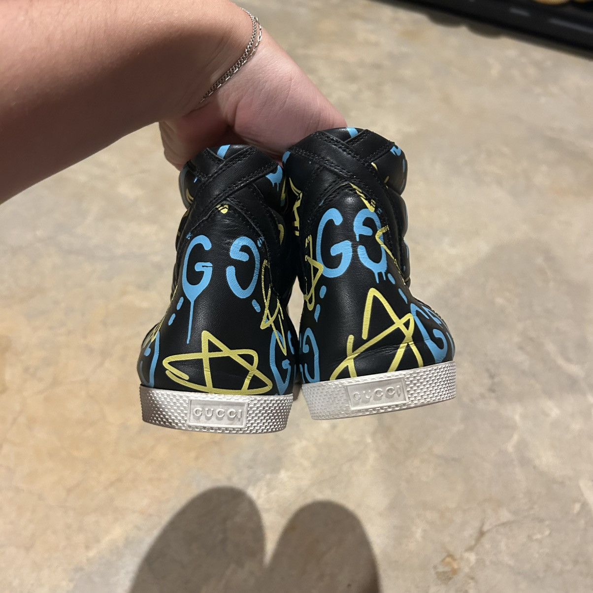 Designer × Gucci Gucci Ace High Top Graffiti Ghost Stars Leather Shoes US 11 Size US 11 / EU 44 - 6 Thumbnail