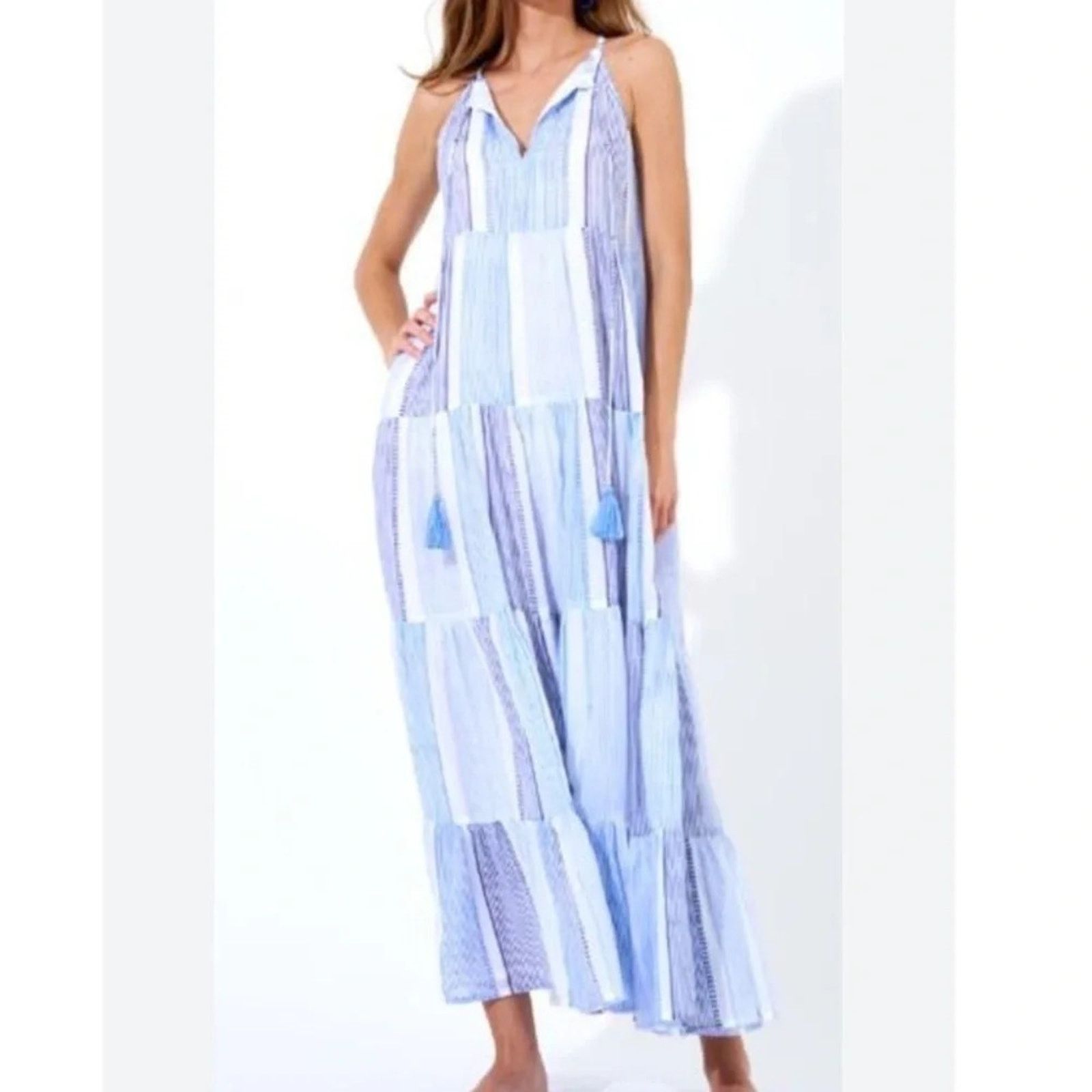 Oliphant Oliphant XS Camden Blue Maxi Dress Size XS / US 0-2 / IT 36-38 - 7 Thumbnail