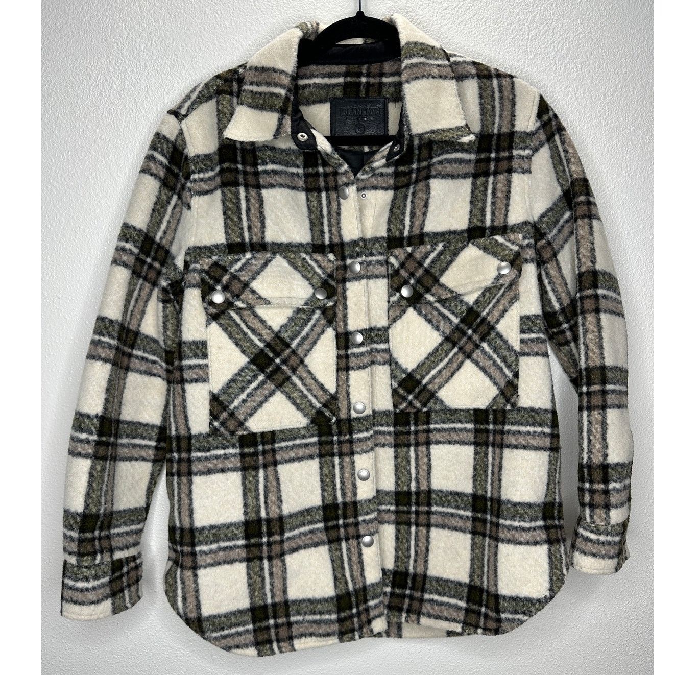 BLANKNYC Blank NYC Cream Brown Plaid Snap Button Collared Shacket S Size S / US 4 / IT 40 - 2 Thumbnail