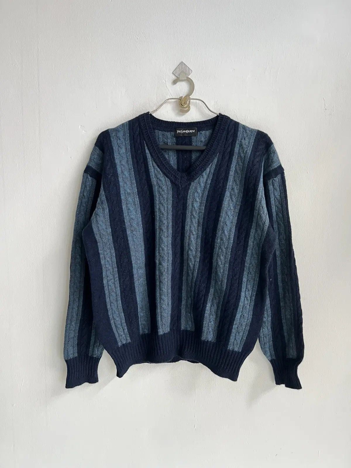 Yves Saint Laurent Vintage 90s Yves Saint Lauren 3D Cable Knitwear Sweater Size US M / EU 48-50 / 2 - 2 Thumbnail