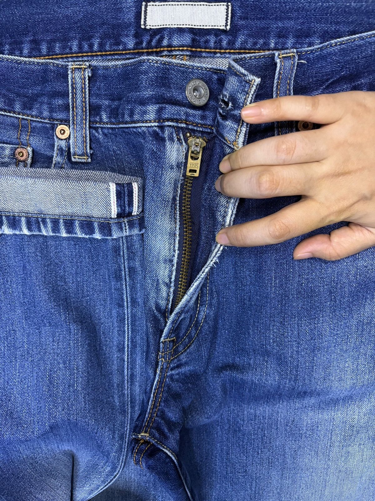 Japanese Brand × Uniqlo Vintage Japanese Uniqlo Selvedge Mud Wash Distressed Jeans Size US 33 - 4 Thumbnail